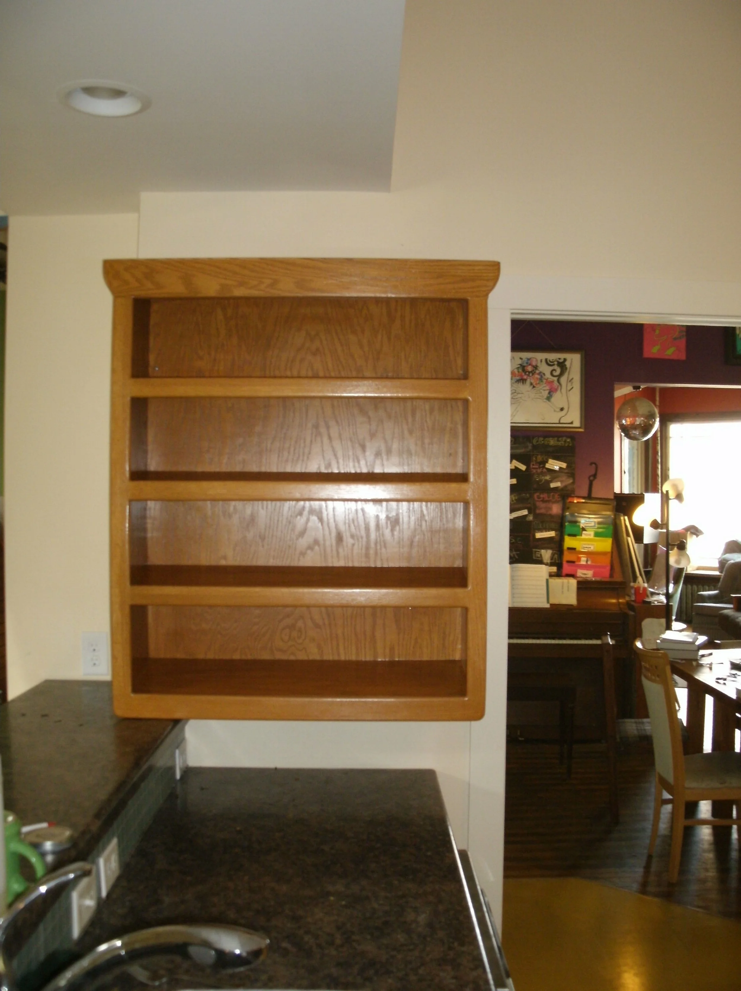 Kitchen spice storage shelves