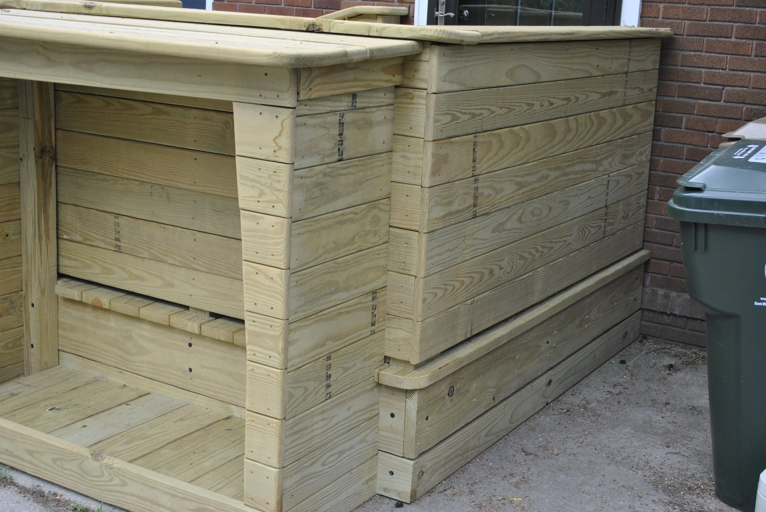 View of the wood storage and the structure and decking details