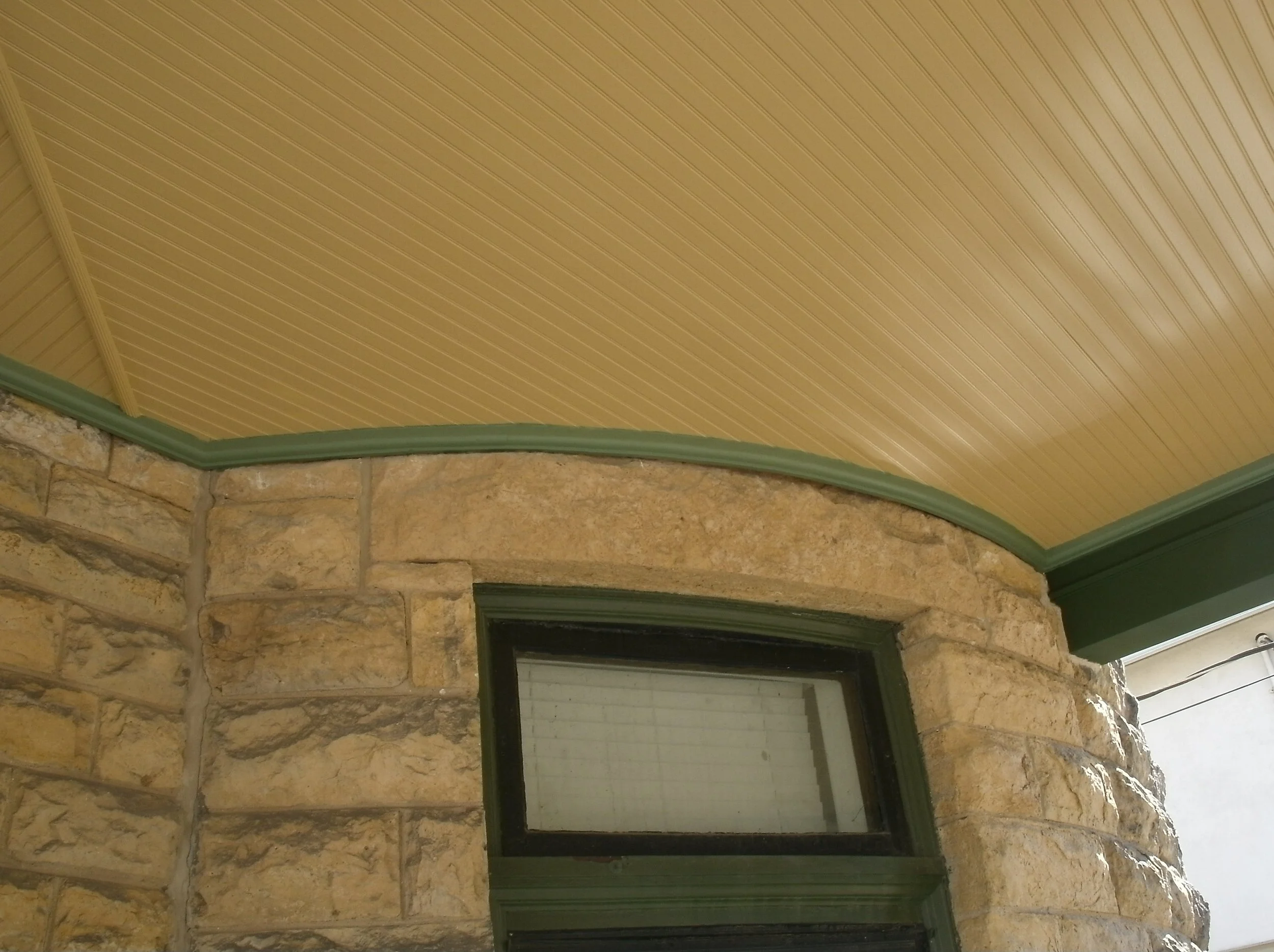 Full view of the curved trim installed and painted.