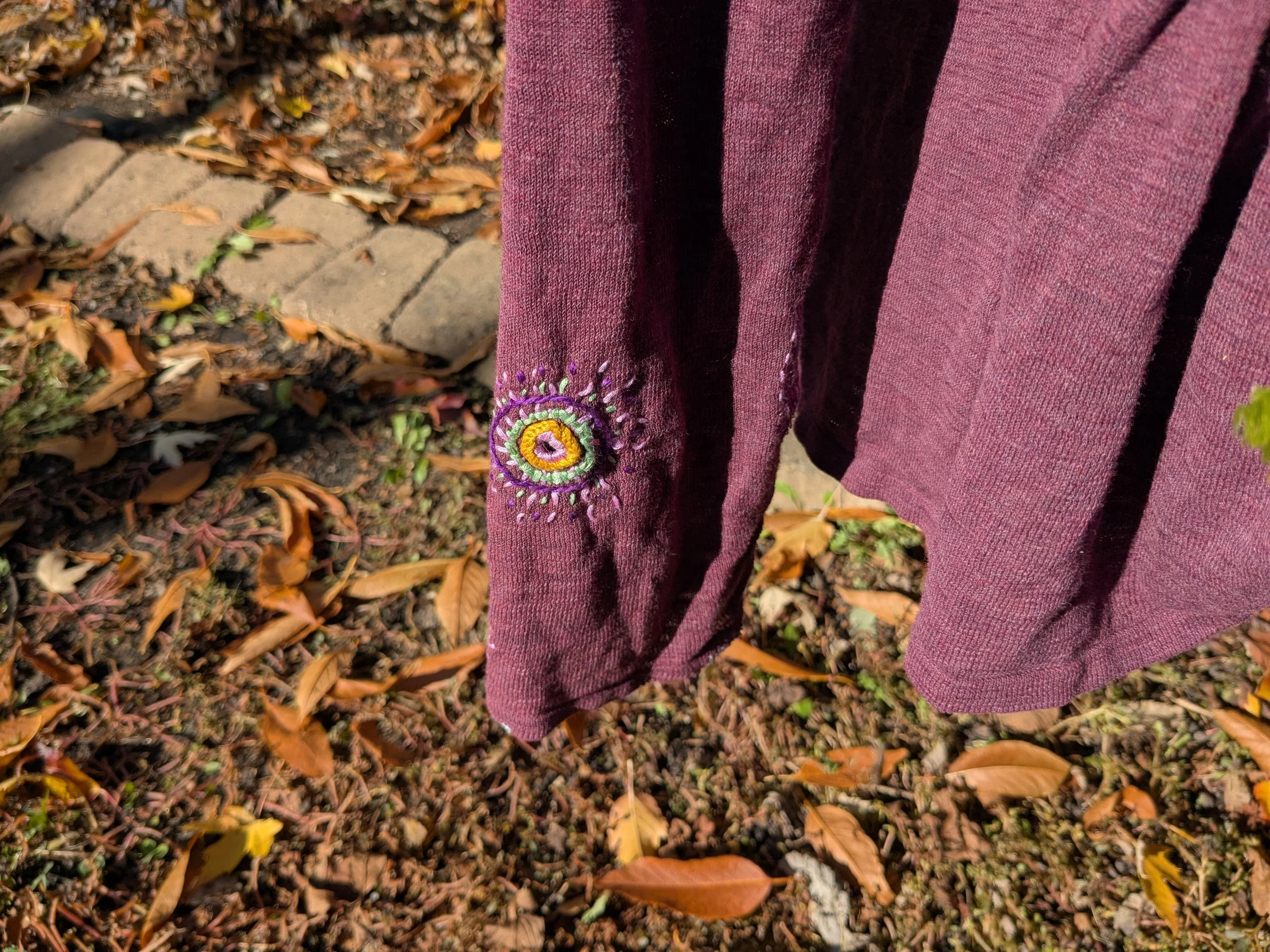 Visible mending and repair.