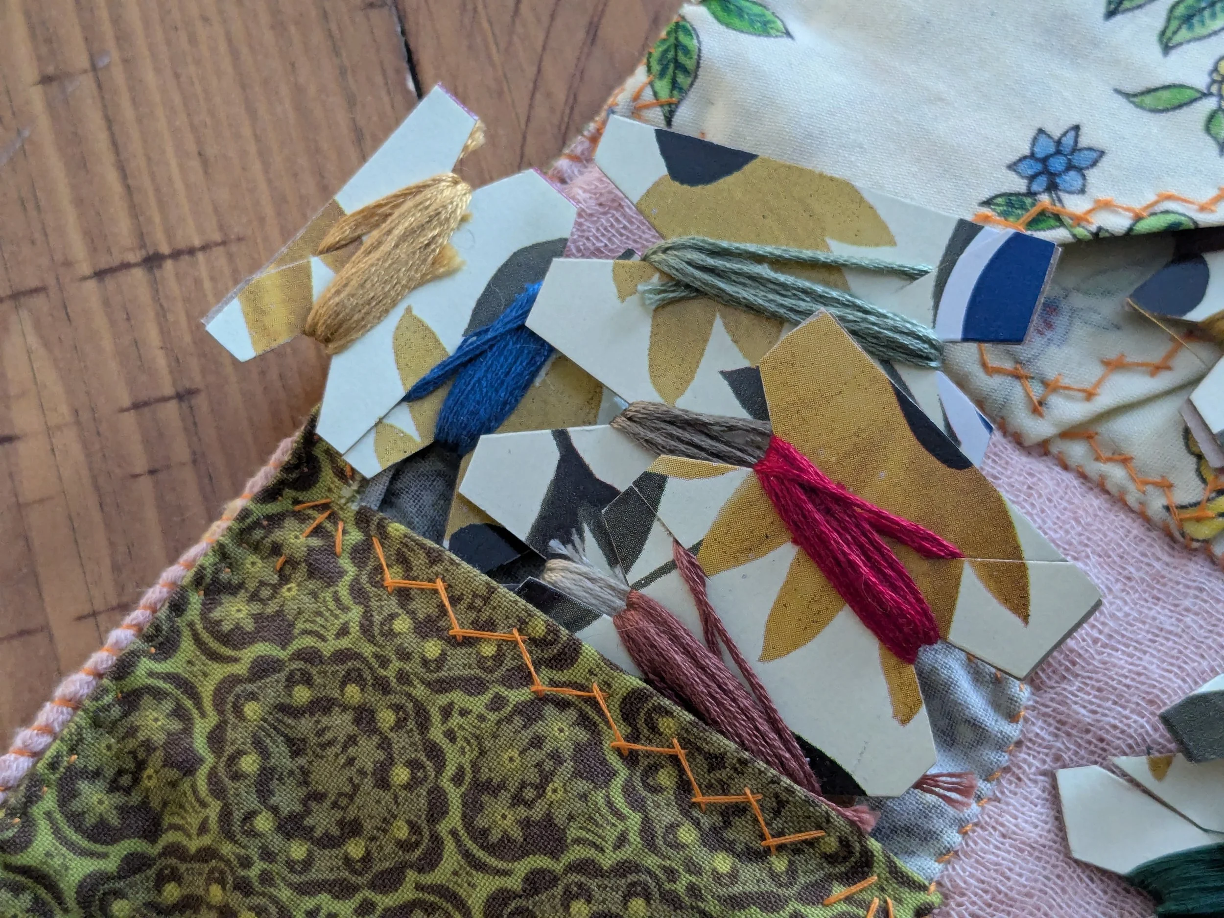 Slow-stitched sewing kit for your slow stitch projects.  All fabric and notions are upcycled and second-hand.