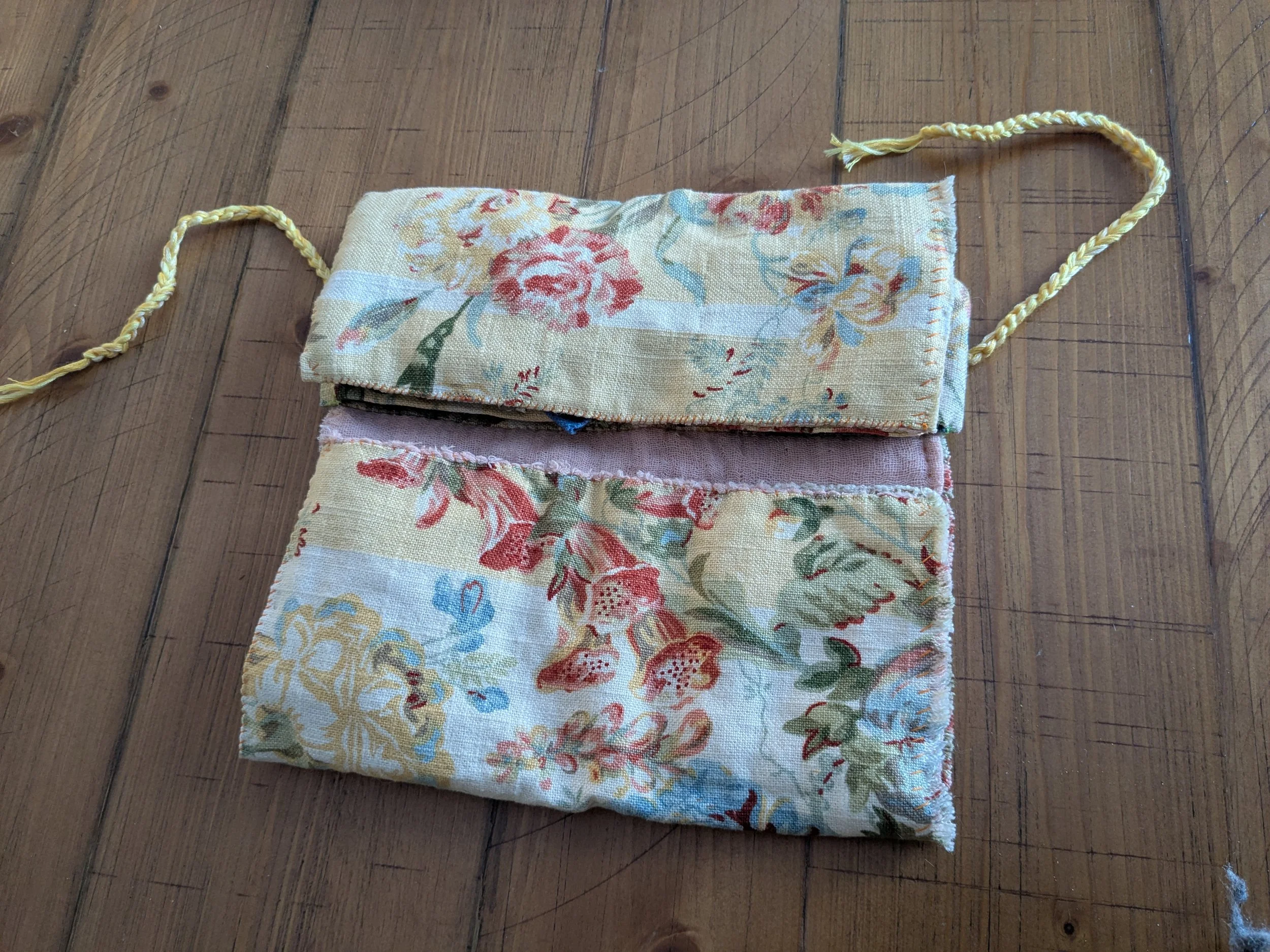 Slow-stitched sewing kit for your slow stitch projects.  All fabric and notions are upcycled and second-hand.