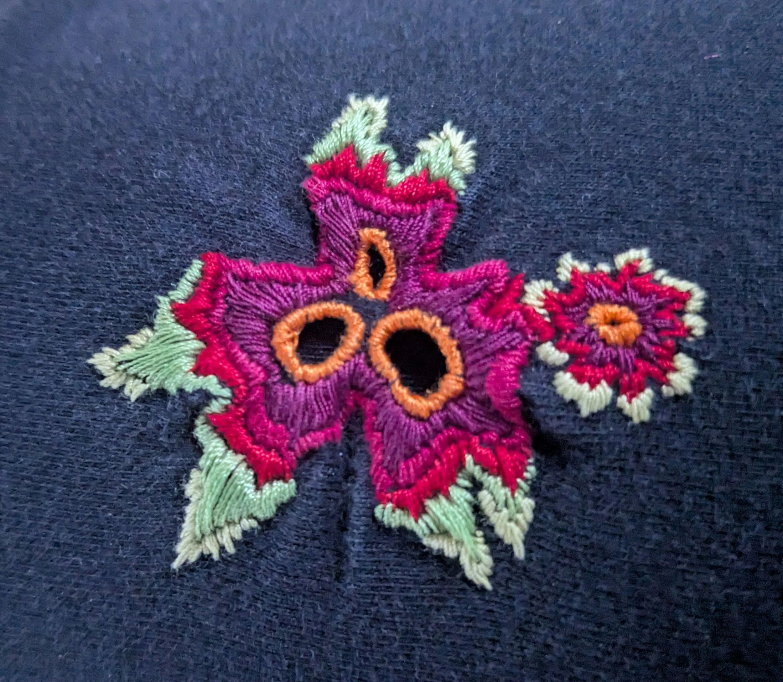 Visible mending and repair.