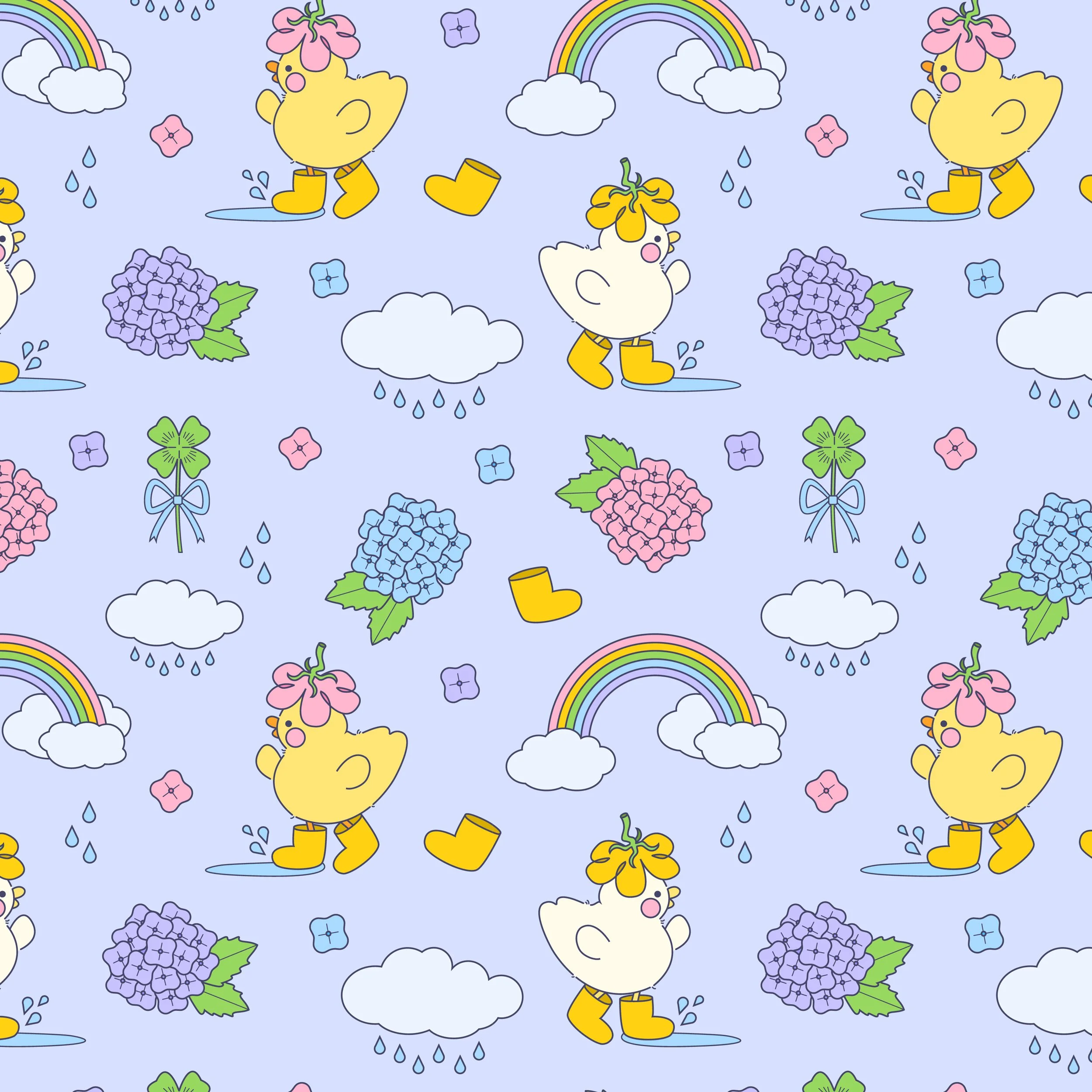 Rainy Day Ducks Pattern - Illustrator 2023