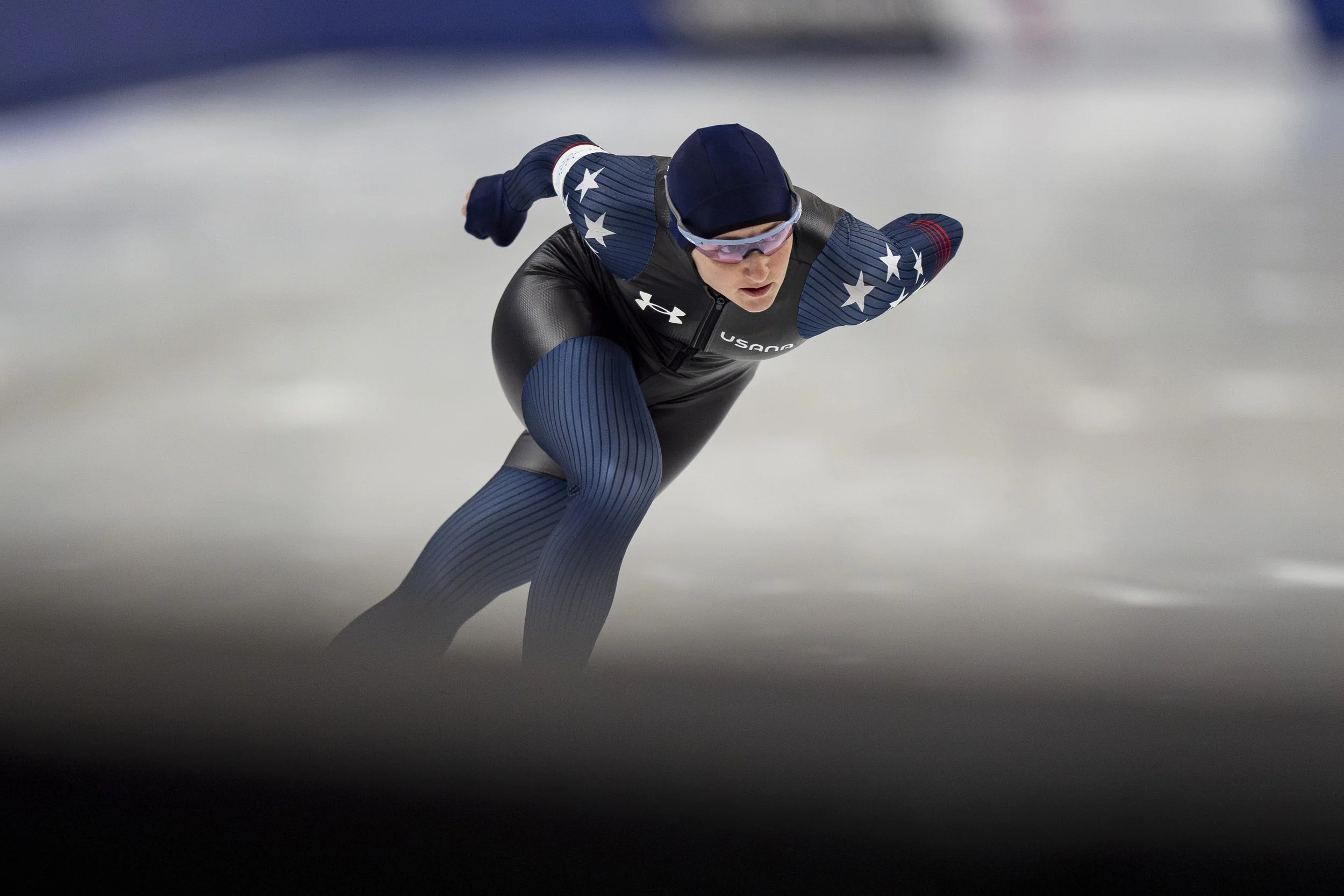 Speed skater in action on ice