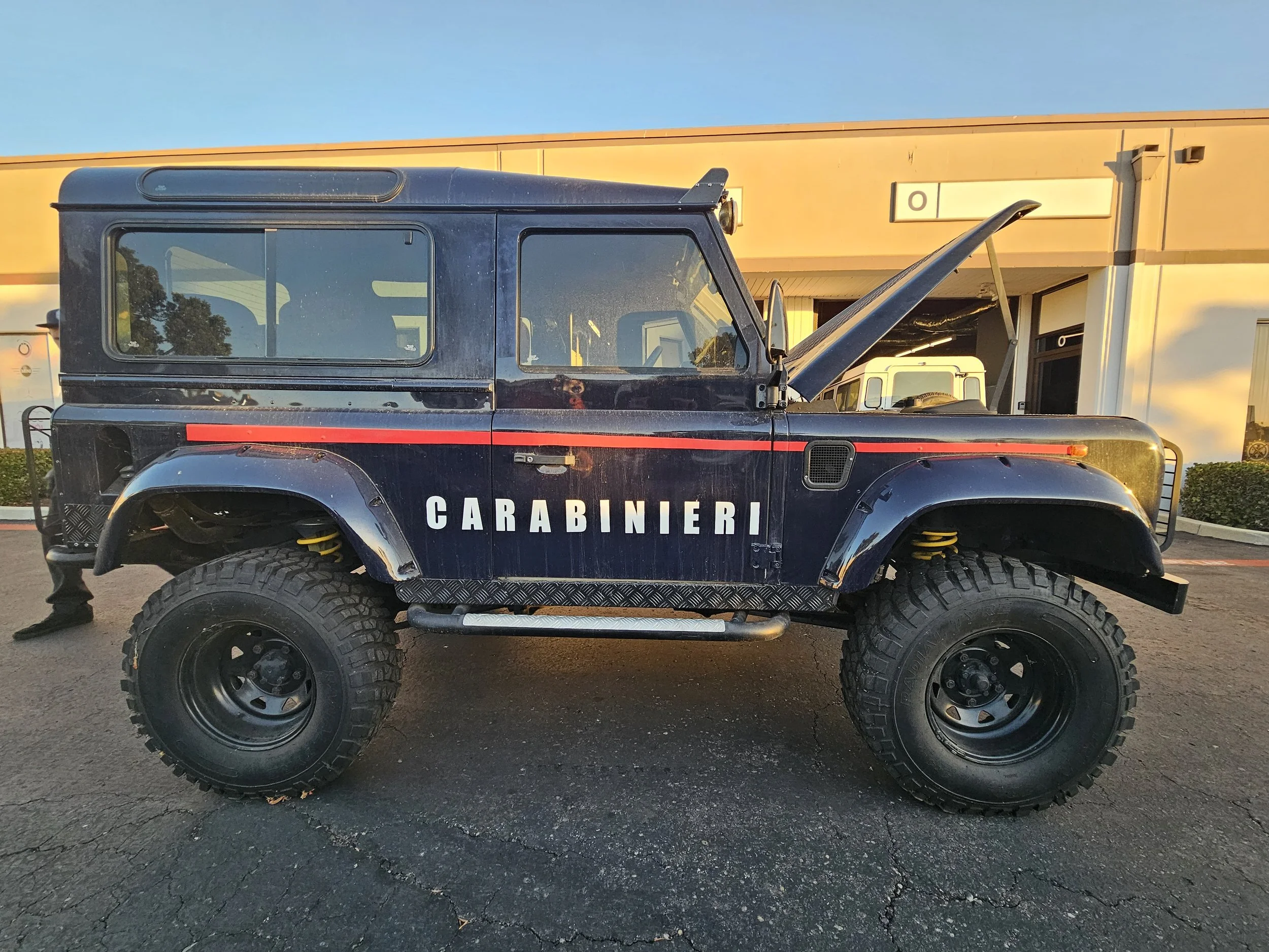 Very Rare Police Land Rover Defender 90 at Defender Traders in San Diego.