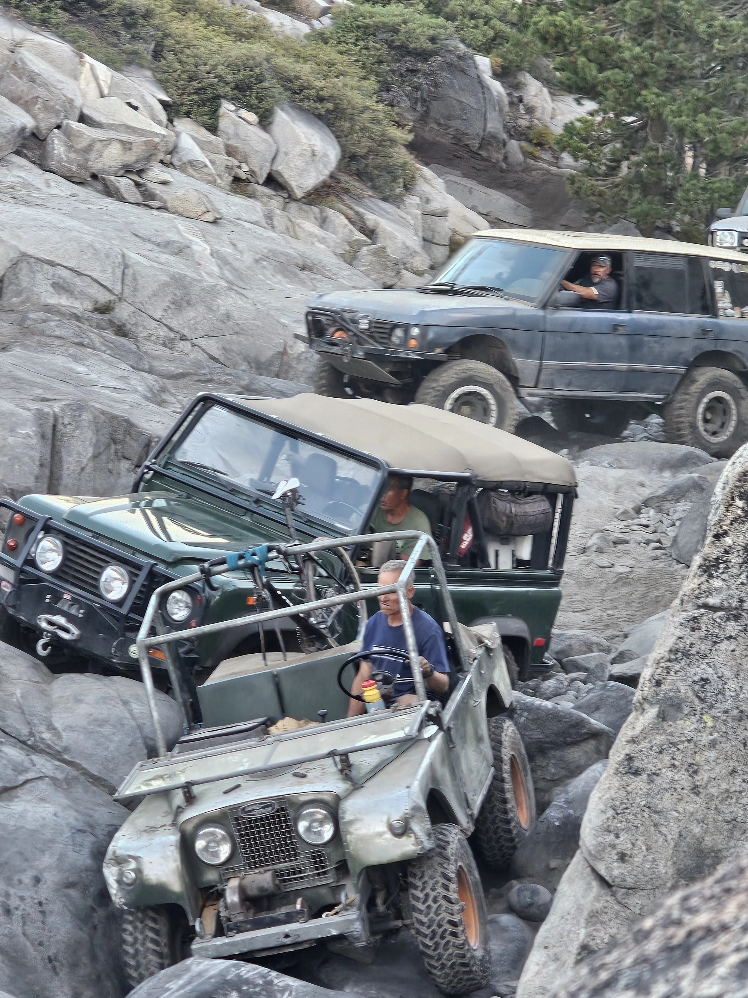 Land Rover Defenders Off-Roading.