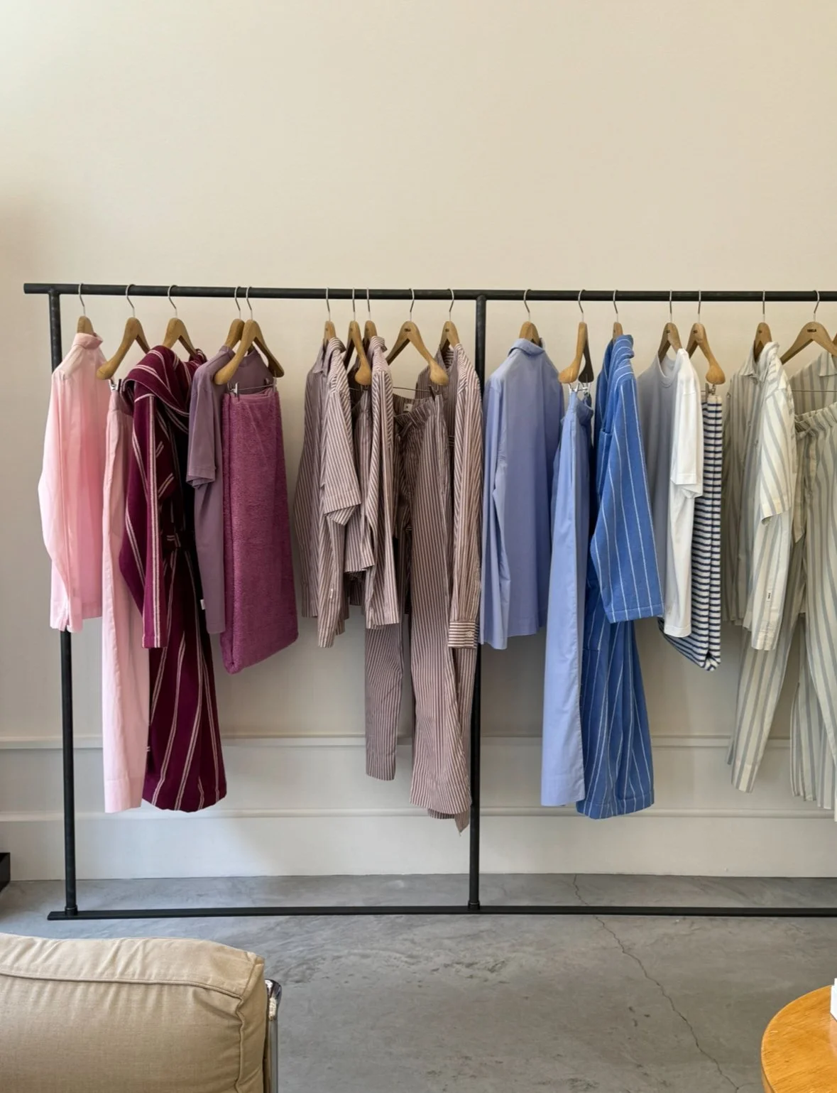 Sleepwear display at Tekla's store in Copenhagen.