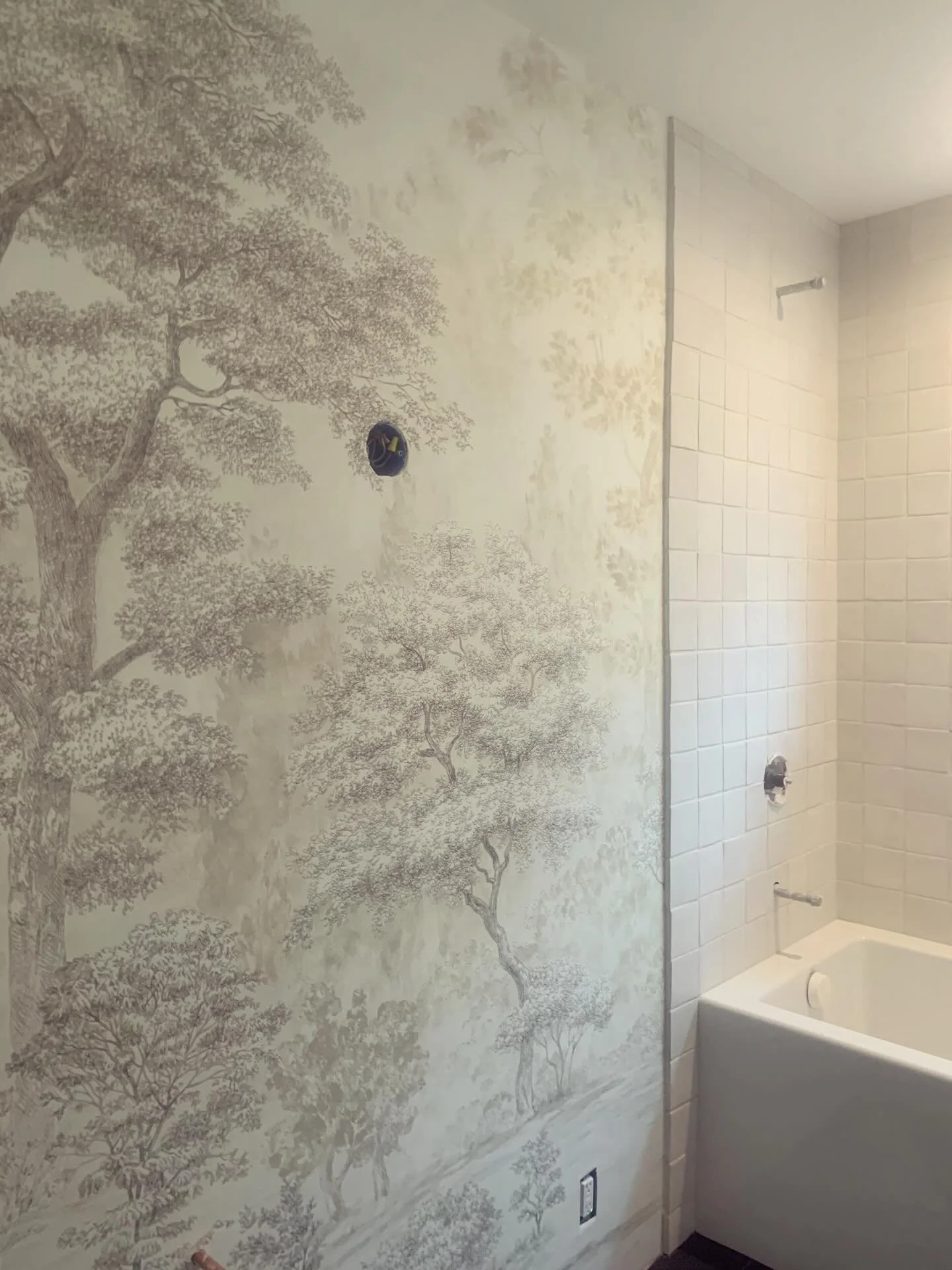 New year, new things ahead&hellip; 🌱 Love this mural - and love this Client(!) - this perfectly petite hallway bath is certainly no wallflower. The best things sometimes come in the smallest packages 💝

Design: @graceinteriorsco