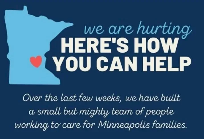 Picture of Minnesota with a heart and text about helping them against ICE