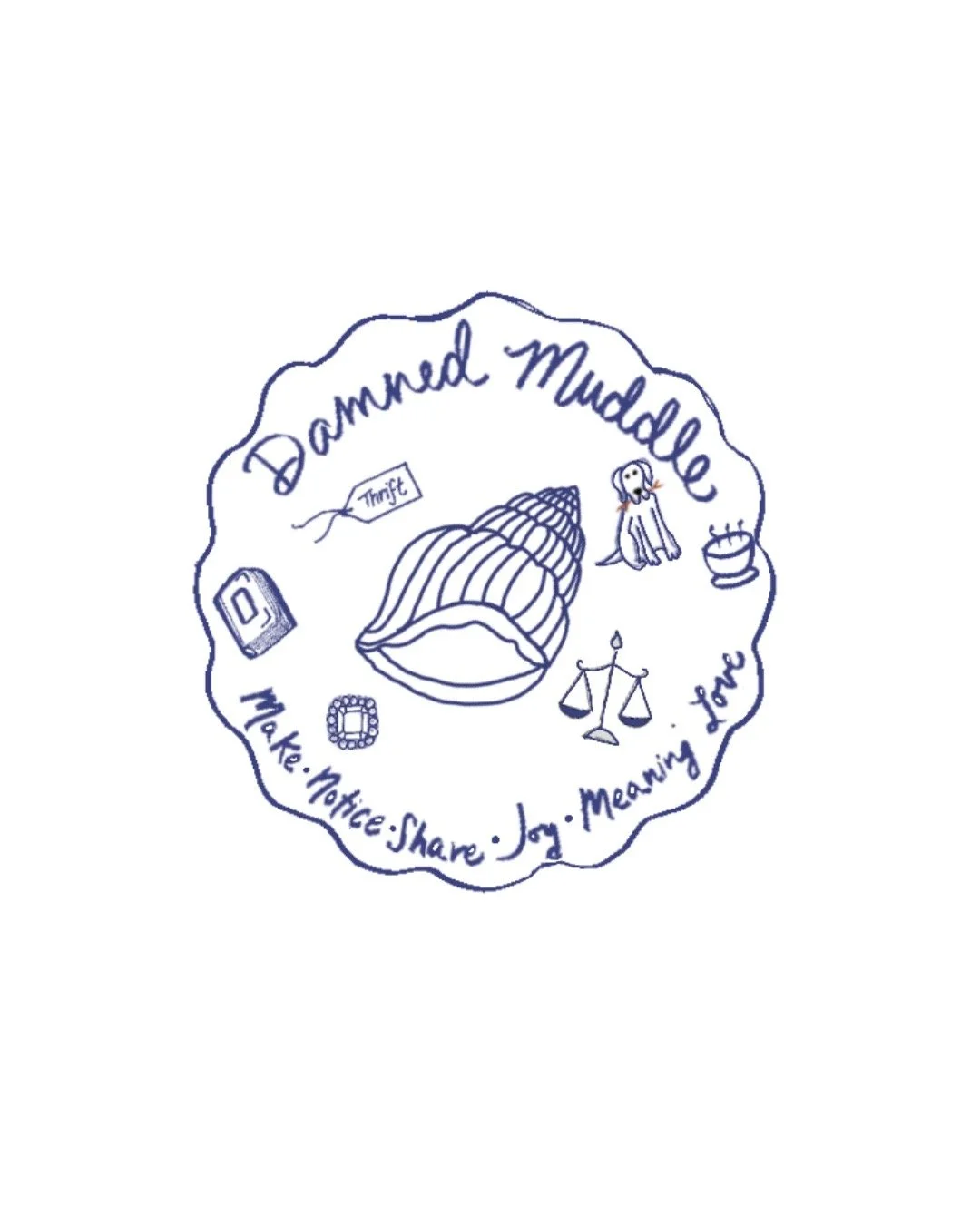 Illustration of a blue and white logo