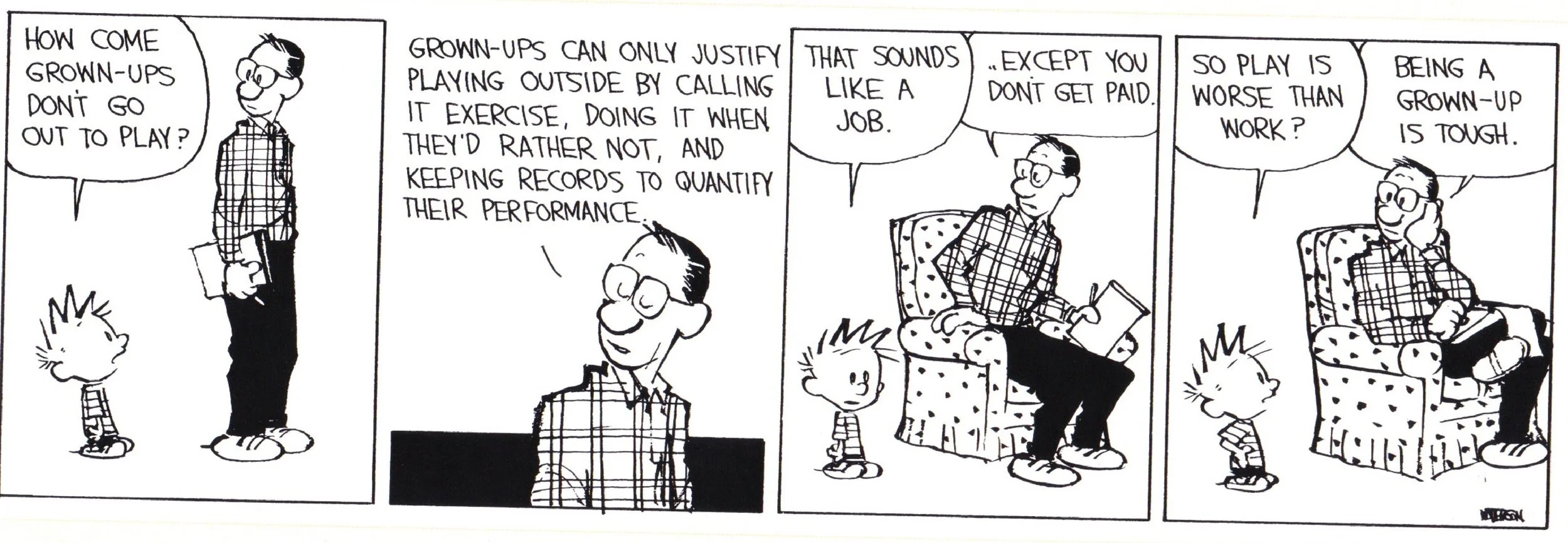 Calvin and hobbes's dad about training journals