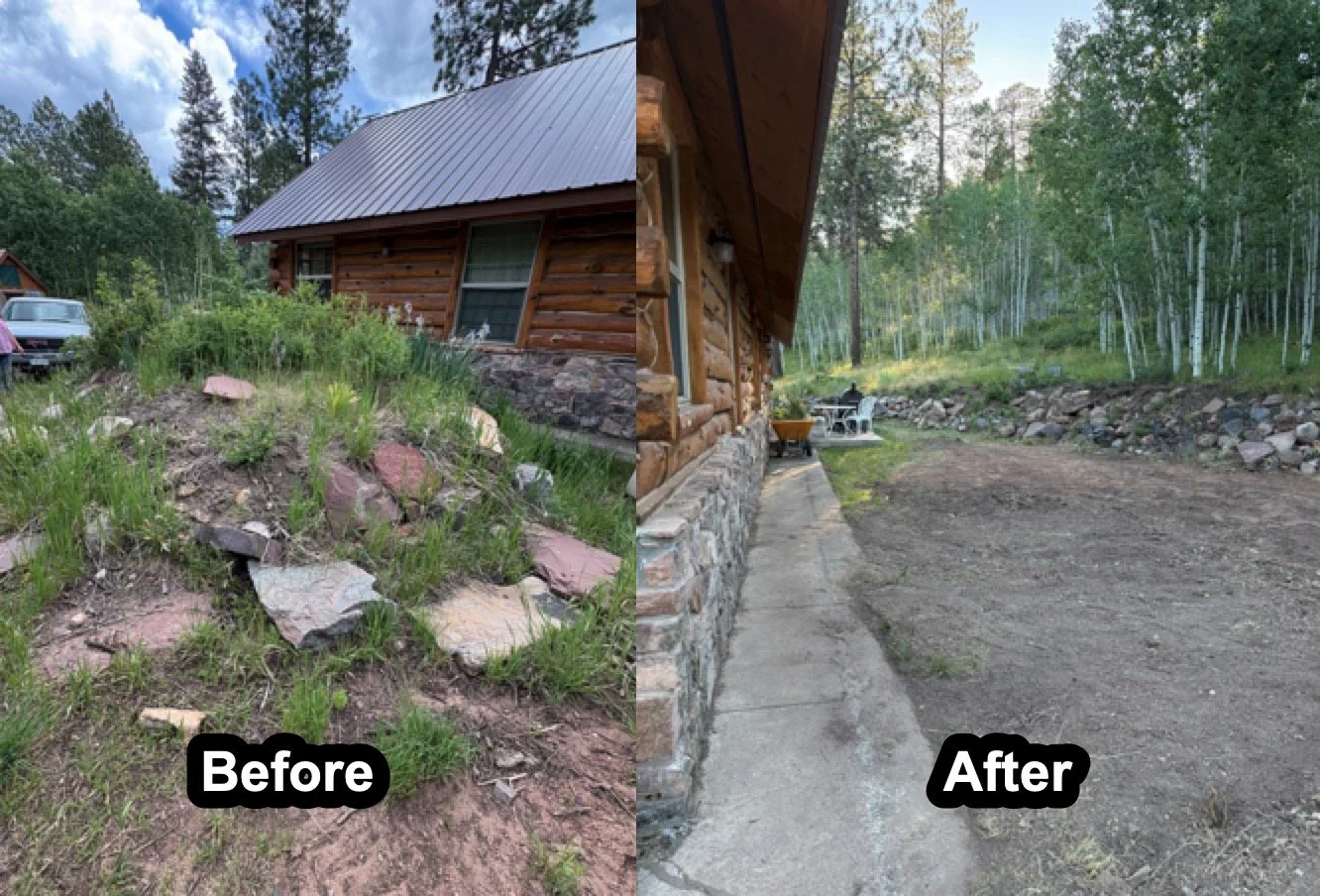 Before and after backyard