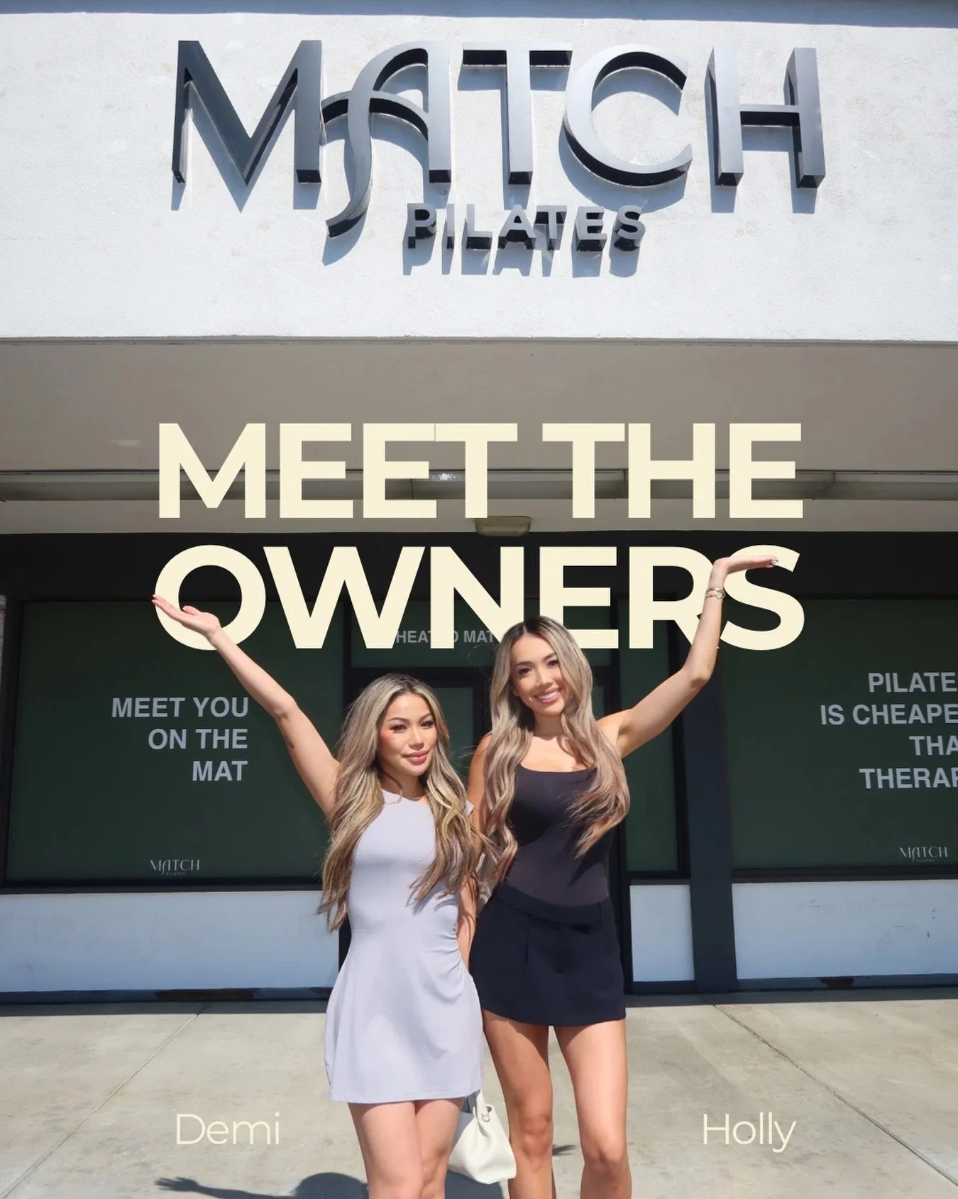 Hi, we&rsquo;re Demi + Holly 🤍

A few years ago, Pilates became such a big part of both of our lives and eventually turned into a dream we wanted to share with others.

While balancing full time careers in nursing and real estate, Match Pilates beca