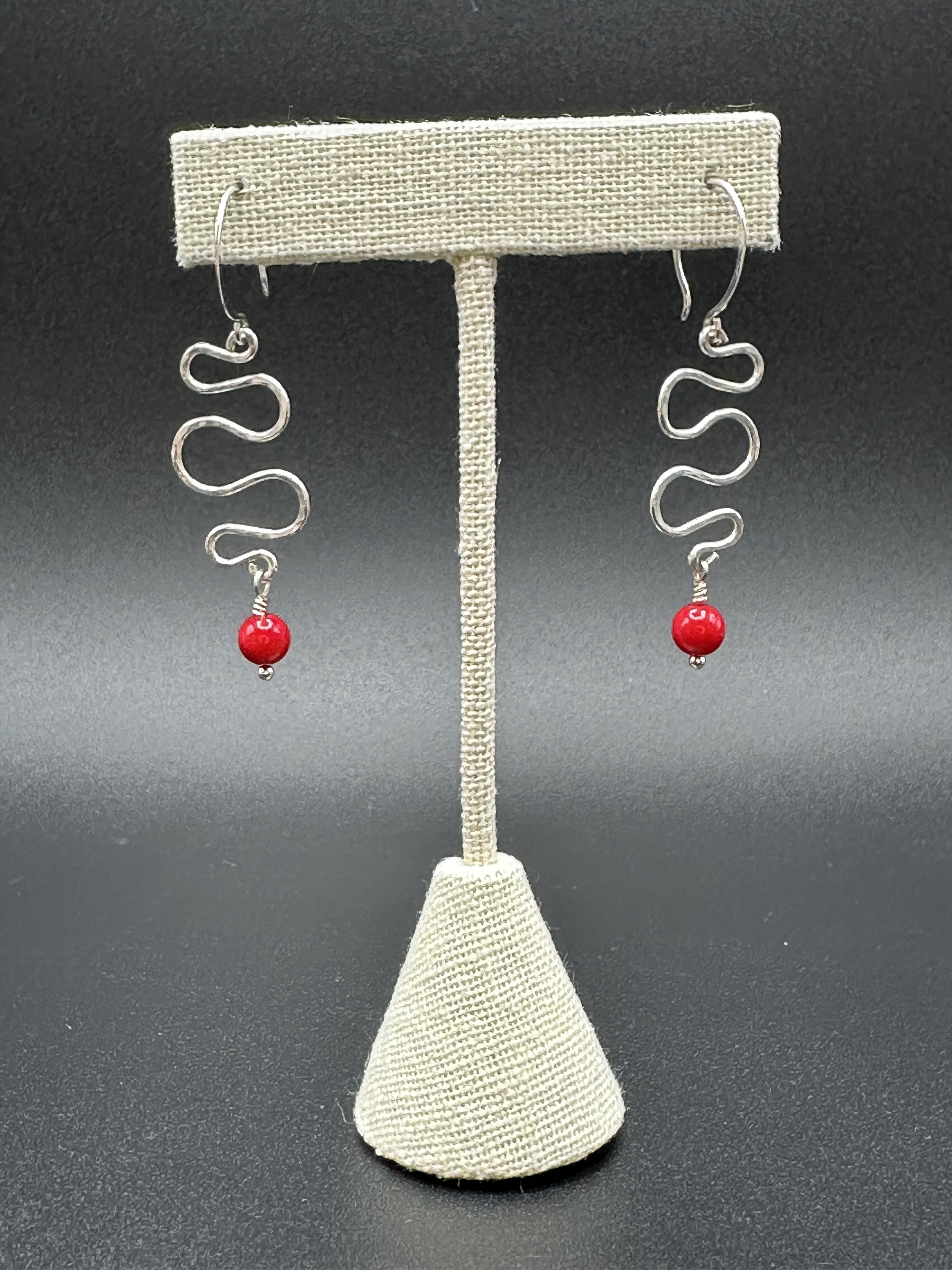 Scarlet‑Wave Drop Earrings
