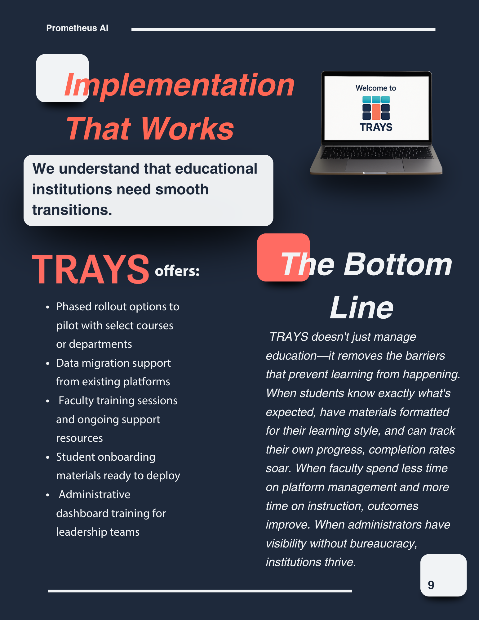 Upcoming app Trays booklet