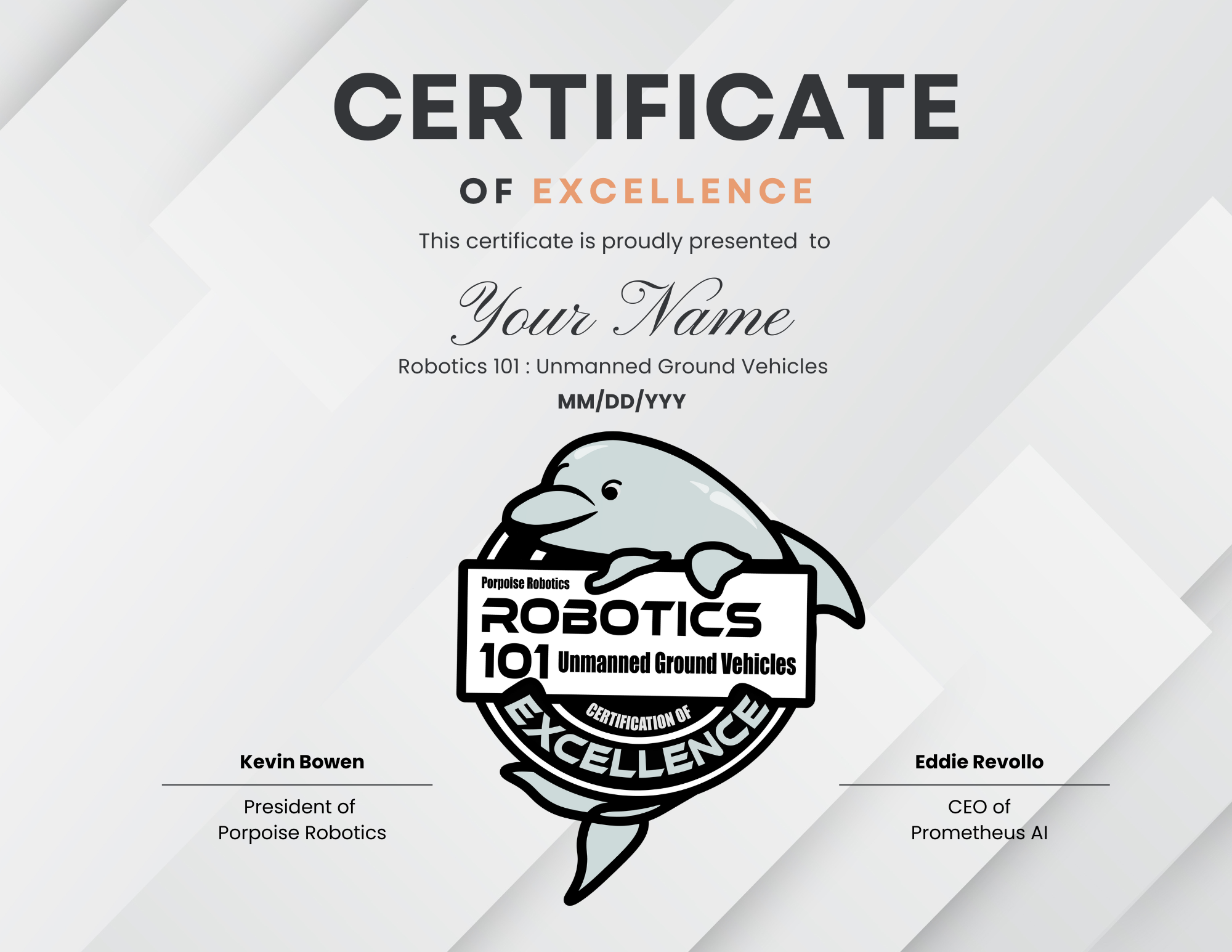 Online Course Certificate for Porpoise Robotics