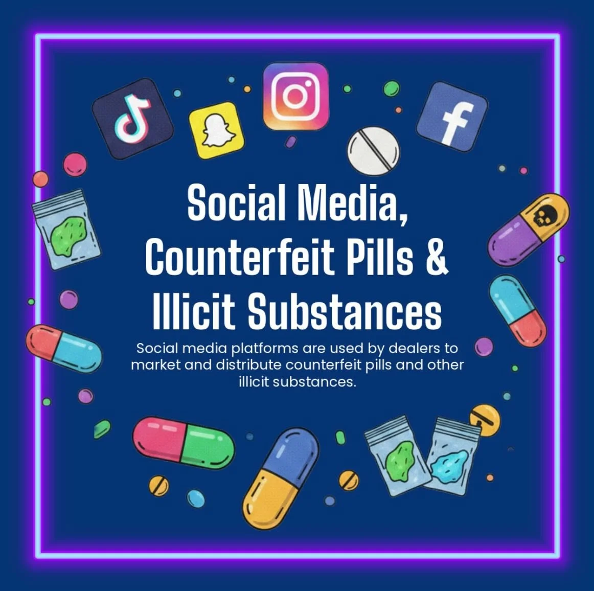 Social media has changed how substances are marketed and distributed by drug dealers. Counterfeit pills and other illicit substances are often sold through direct messages, disappearing chats, and coded &ldquo;menus.&rdquo;

Many dealers claim they h