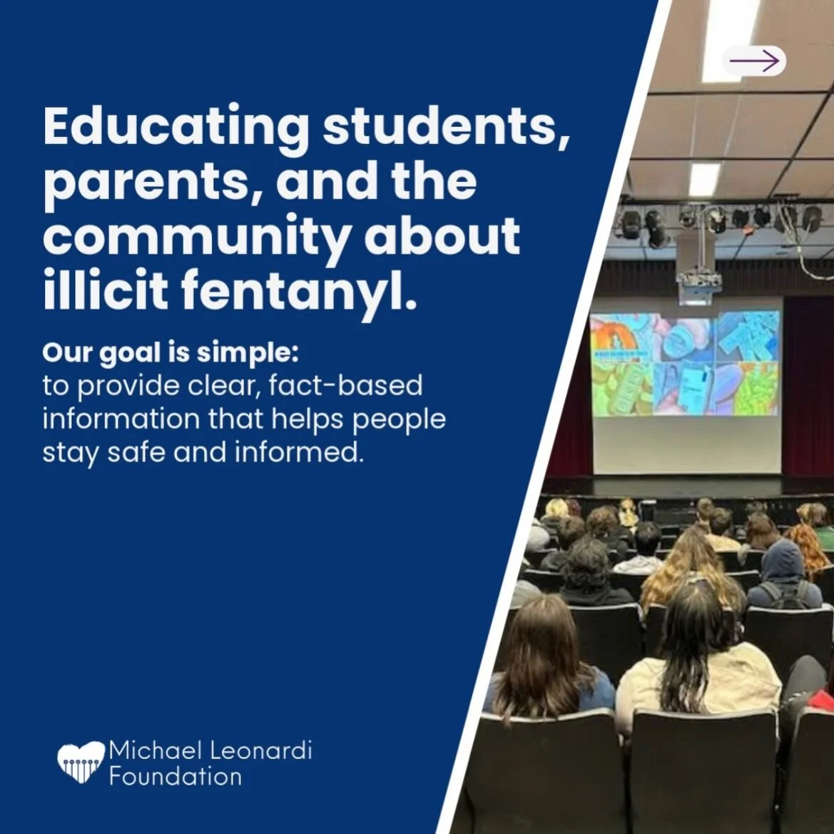 Through presentations for students, parents, businesses, and community organizations, we provide important information about the dangers of illicit fentanyl and how to respond to an opioid poisoning or overdose.

Education and informed conversations 