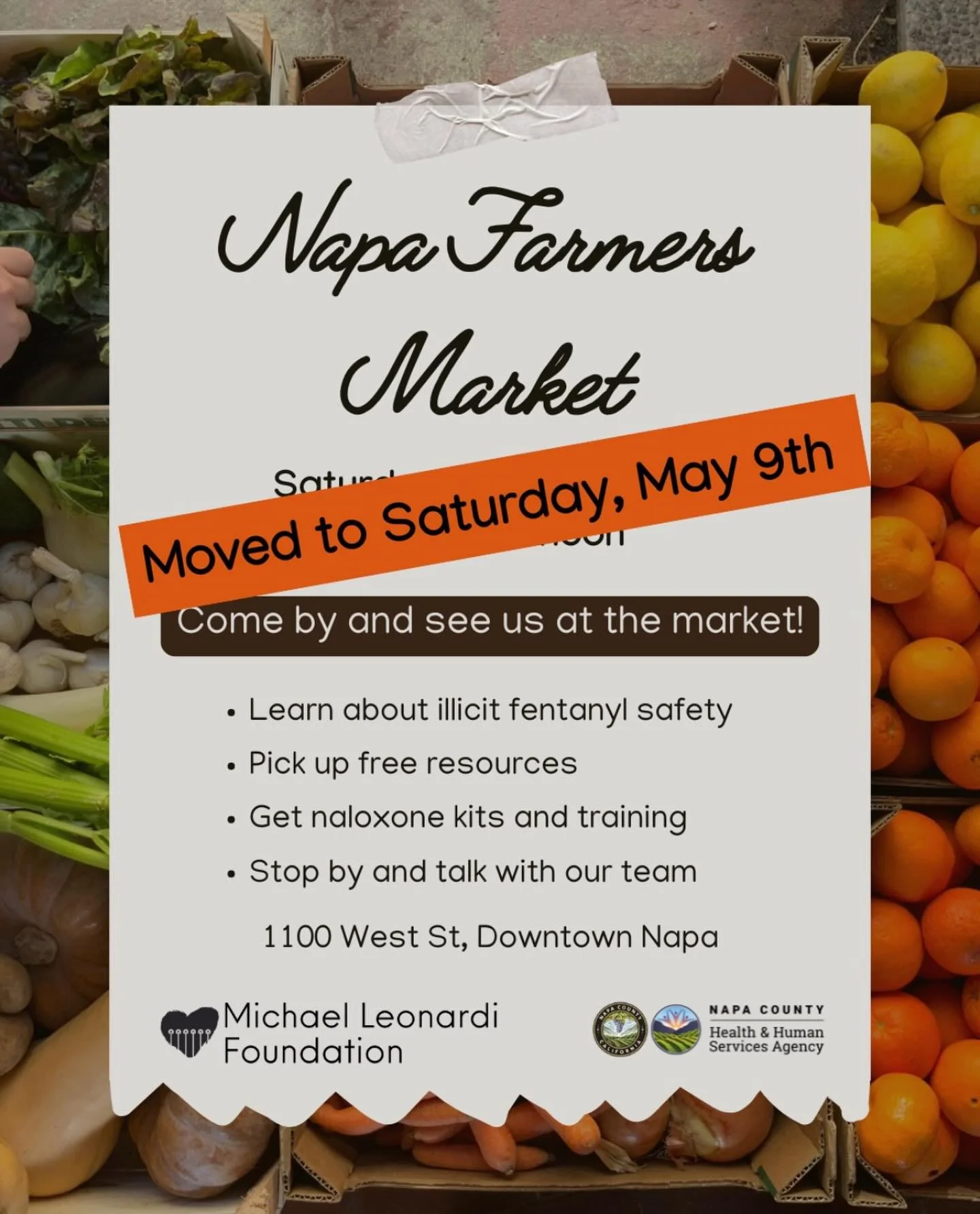 Rain changed our plans, but we&rsquo;ll be at the Napa Farmers Market on Saturday, May 9th instead.

We hope to see you there!