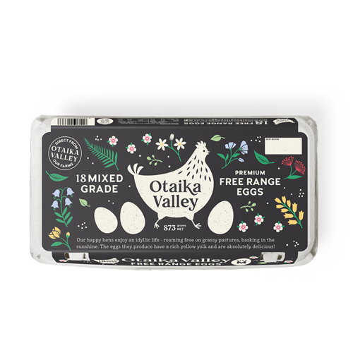 Otaika Valley Free Range Eggs mixed size 6 pack