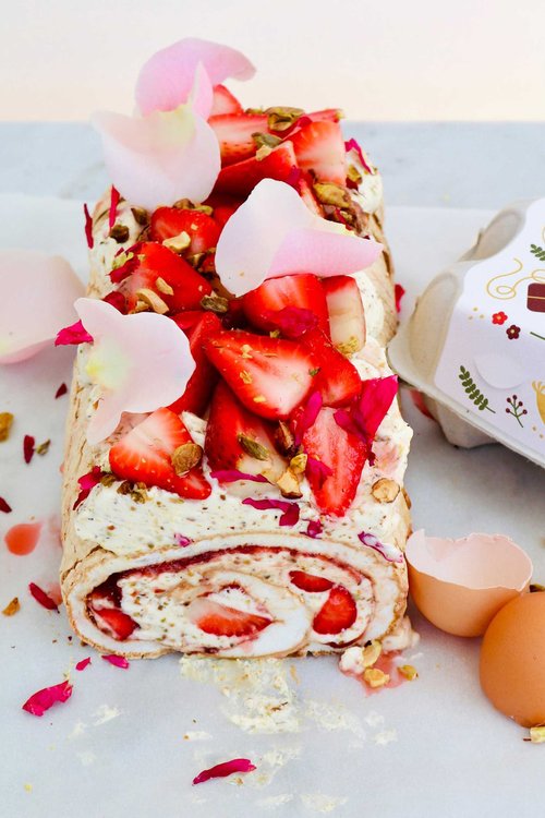 Zesty Lime Marinated Strawberry Roulade
