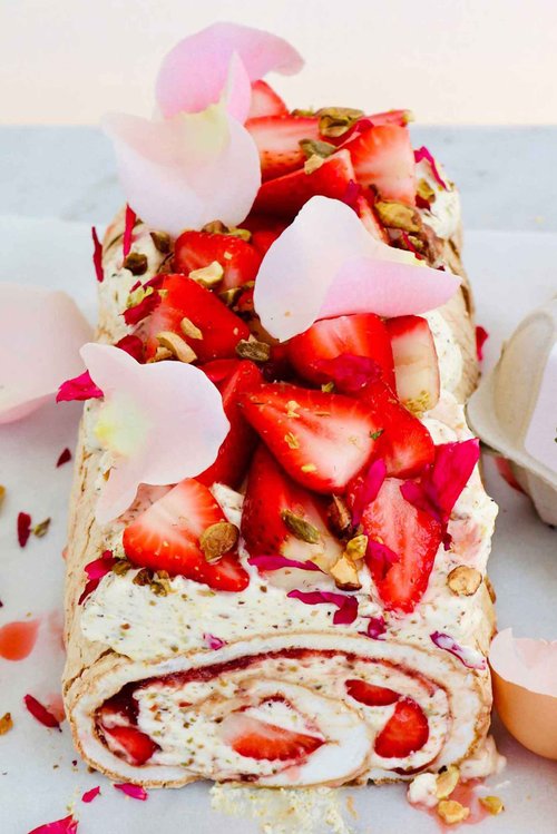 Zesty Lime Marinated Strawberry Roulade