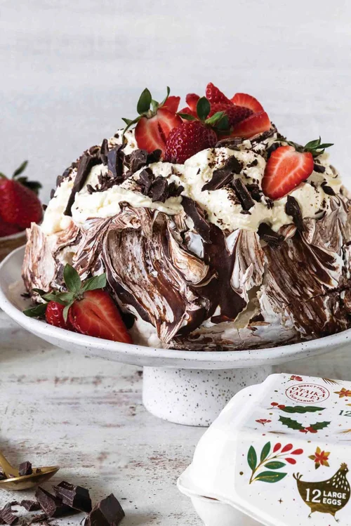 Mocha and Dark Chocolate Swirl Pavlova