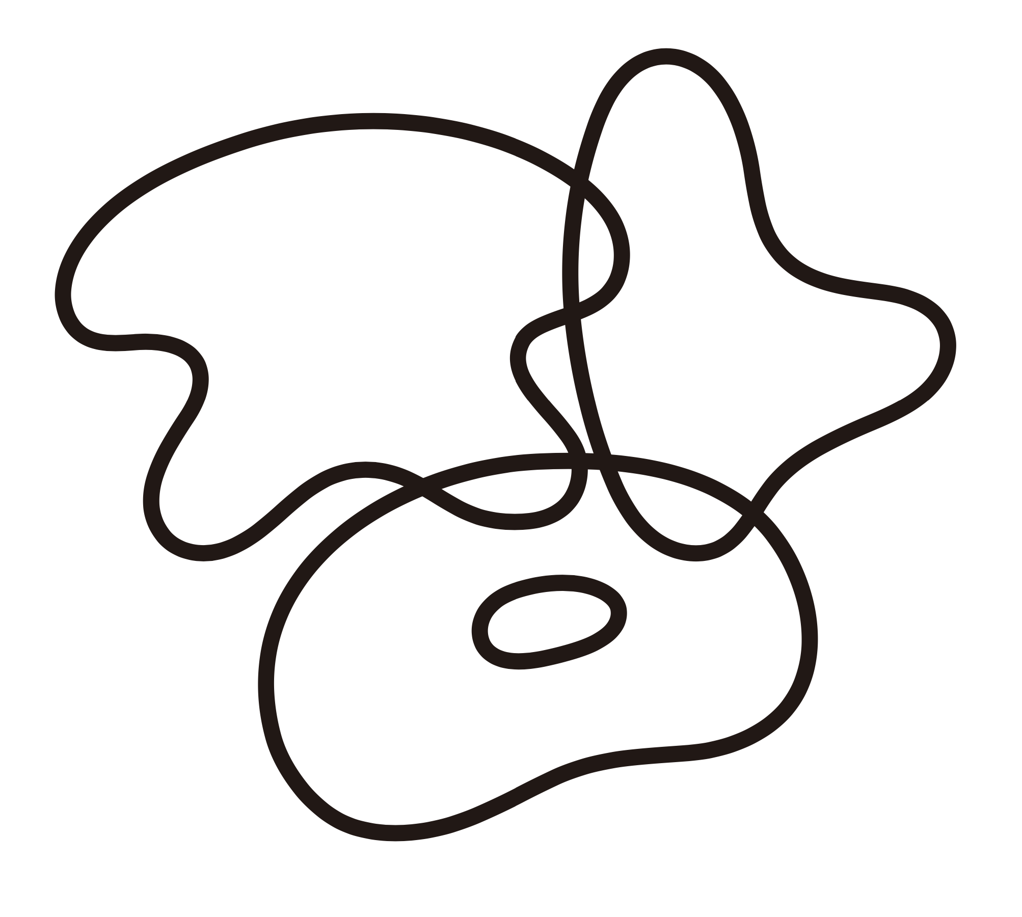 絡まった線で描かれた犬の顔のシンプルなイラスト