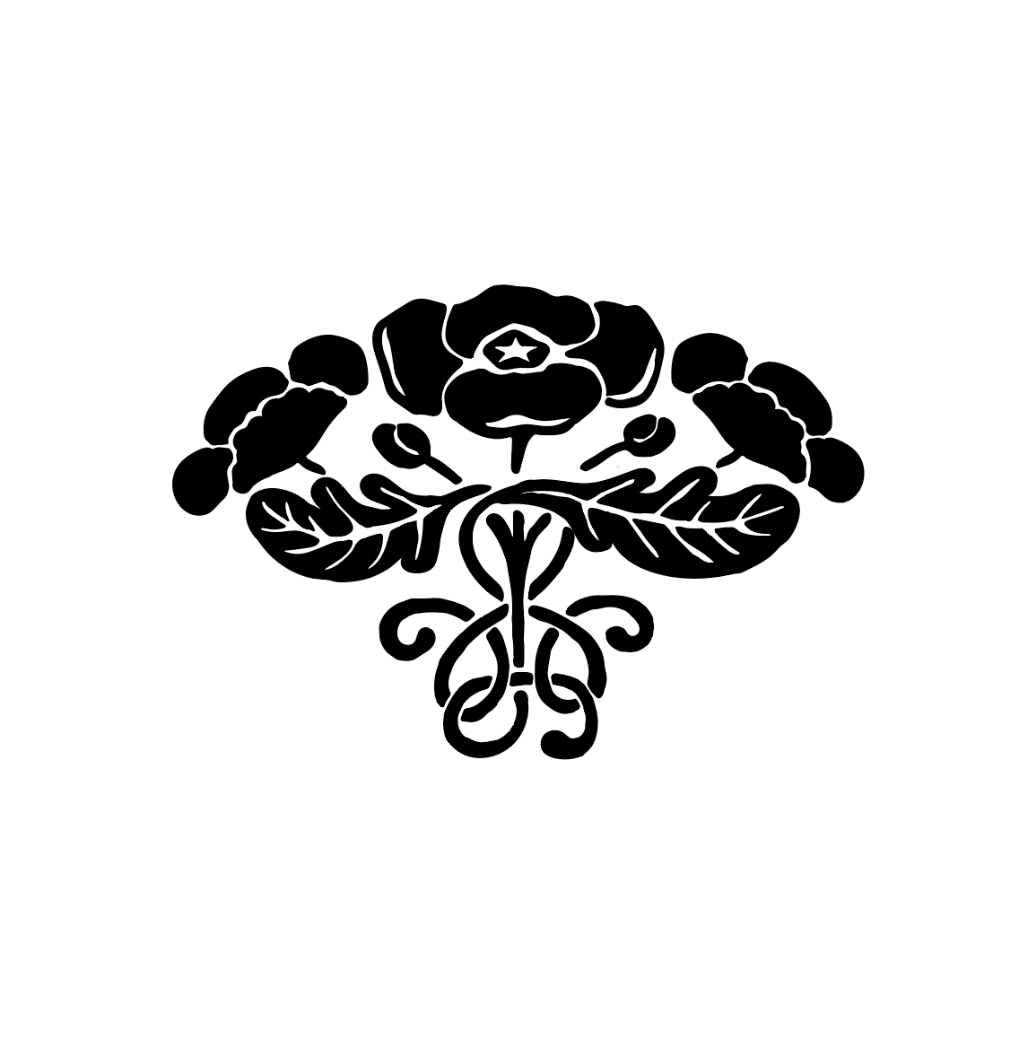 黒と白の花柄の曼荼羅模様。