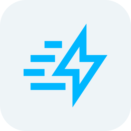 Lightning bolt with speed lines indicating fast charging or energy transfer.