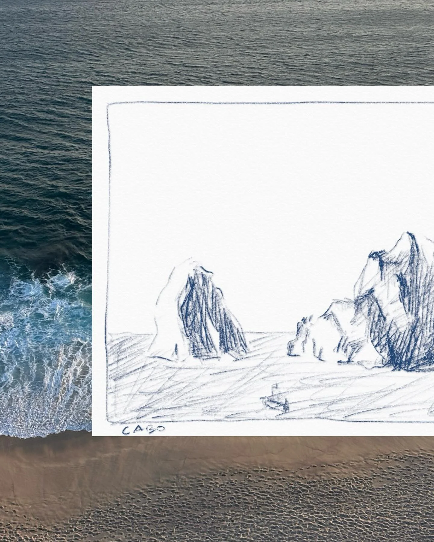 postcards from the cape 🌊 

#landscapedrawing #sketchdaily #cabosanlucas #sketchingtime #traveldrawing