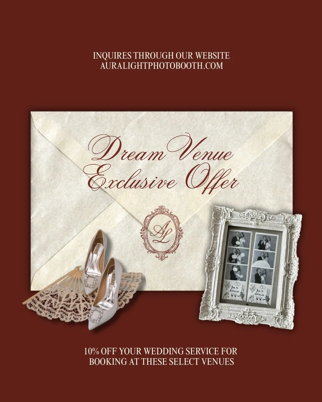 An elevated experience deserves an equally refined setting 💌

Aura Light is extending an exclusive dream venue
offer: 10% off your wedding service when booking at these select Kansas &amp; Missouri venues

If someone you know is planning a wedding a