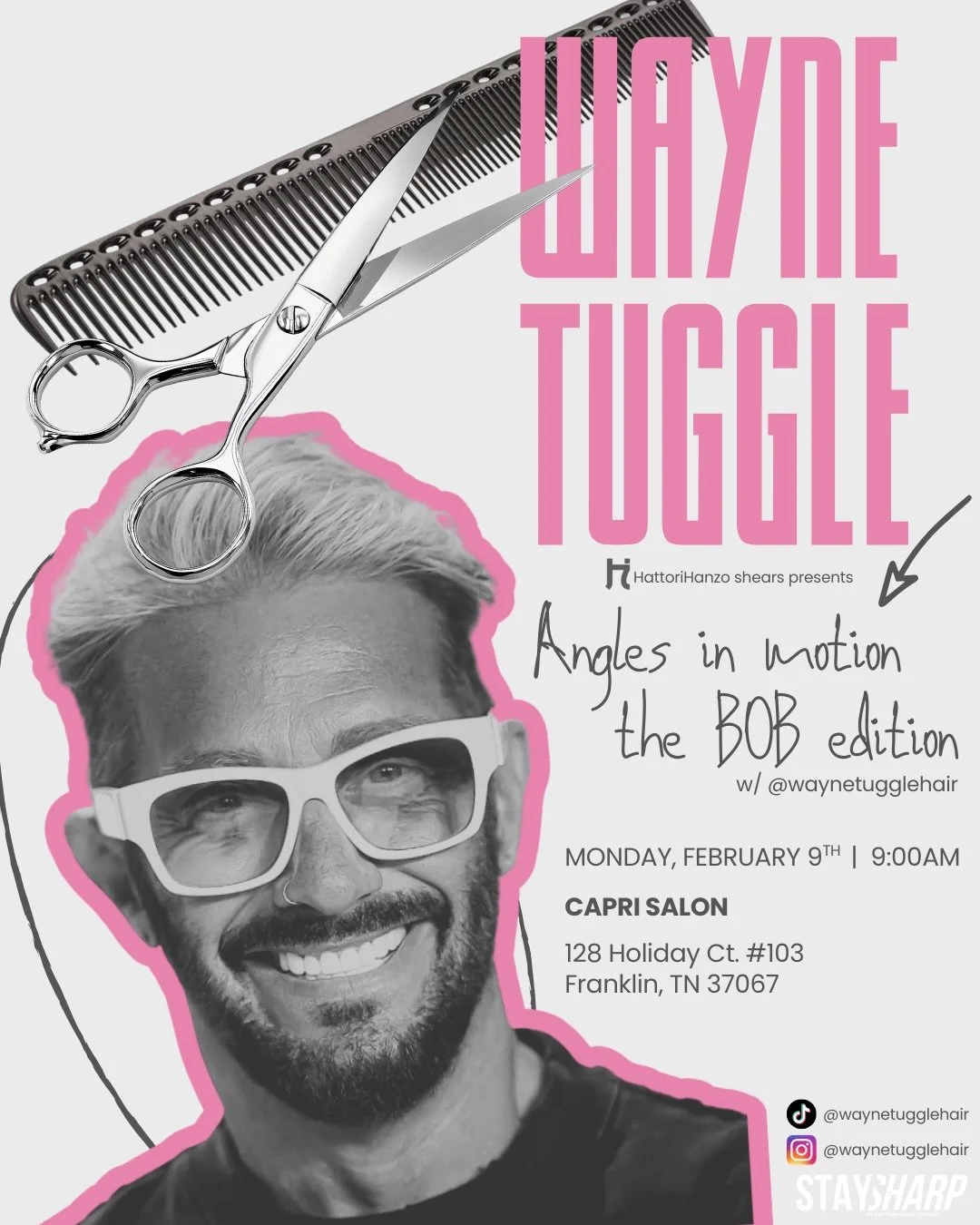 We are so honored to announce that we will be hosting a Wayne Tuggle haircutting class at Capri Salon. 

‼️Please send us a direct message if you&rsquo;re interested and we will send you the link to RSVP.‼️

The class is complementary and everyone is
