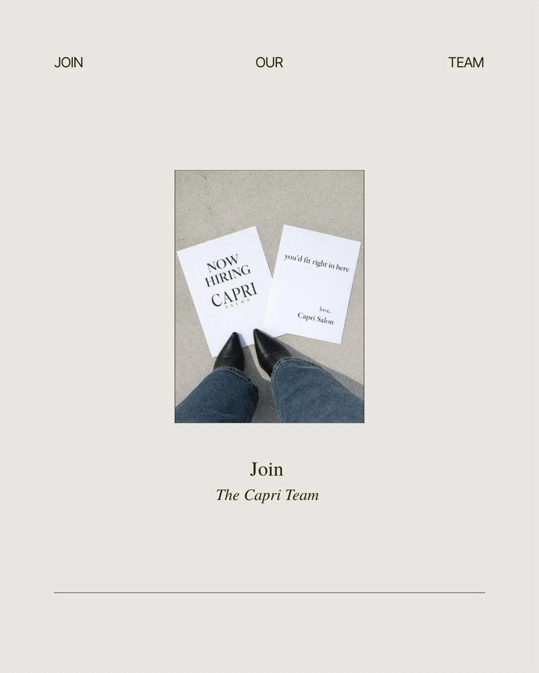 At Capri Salon, every chair is filled with purpose &mdash; not just clients, but artists who care deeply about their craft and the experience they create. We believe great work comes from a supportive environment, creative freedom, and a team that tr