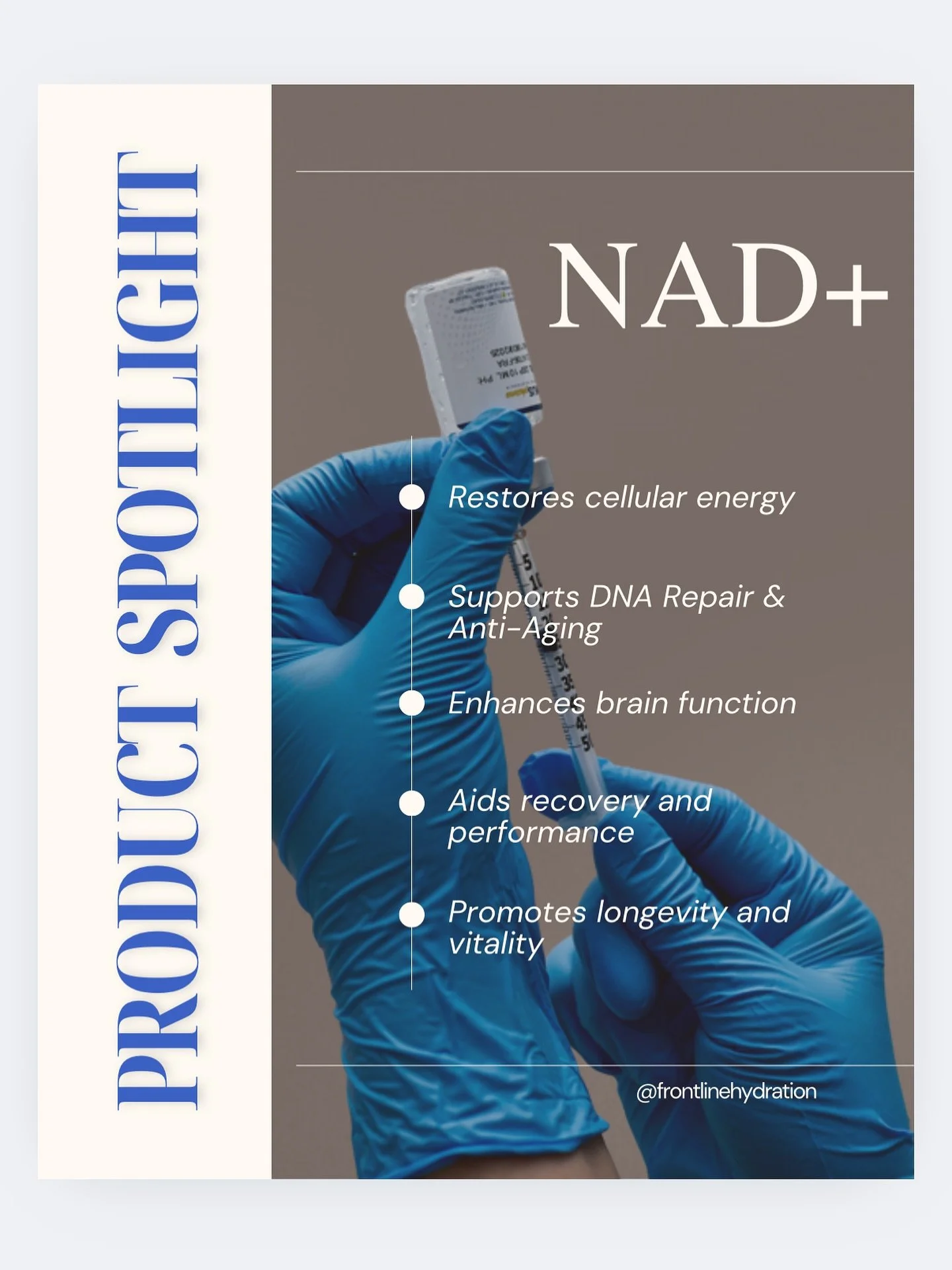 Known as the &ldquo;cellular energy booster,&rdquo; NAD⁺ works deep within your cells to restore energy, repair DNA, and support overall vitality.

✨ Available as an injection or IV bag✨

Give your body the ultimate recharge &mdash; from the inside o