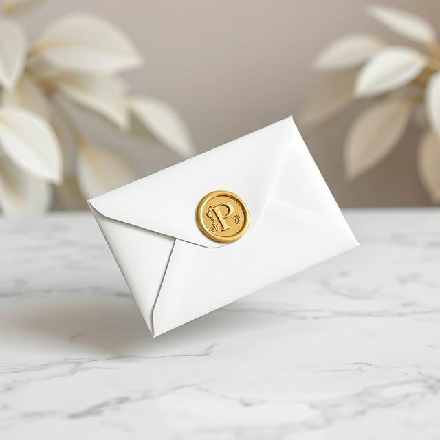 Contact Us envelope with gold seal.