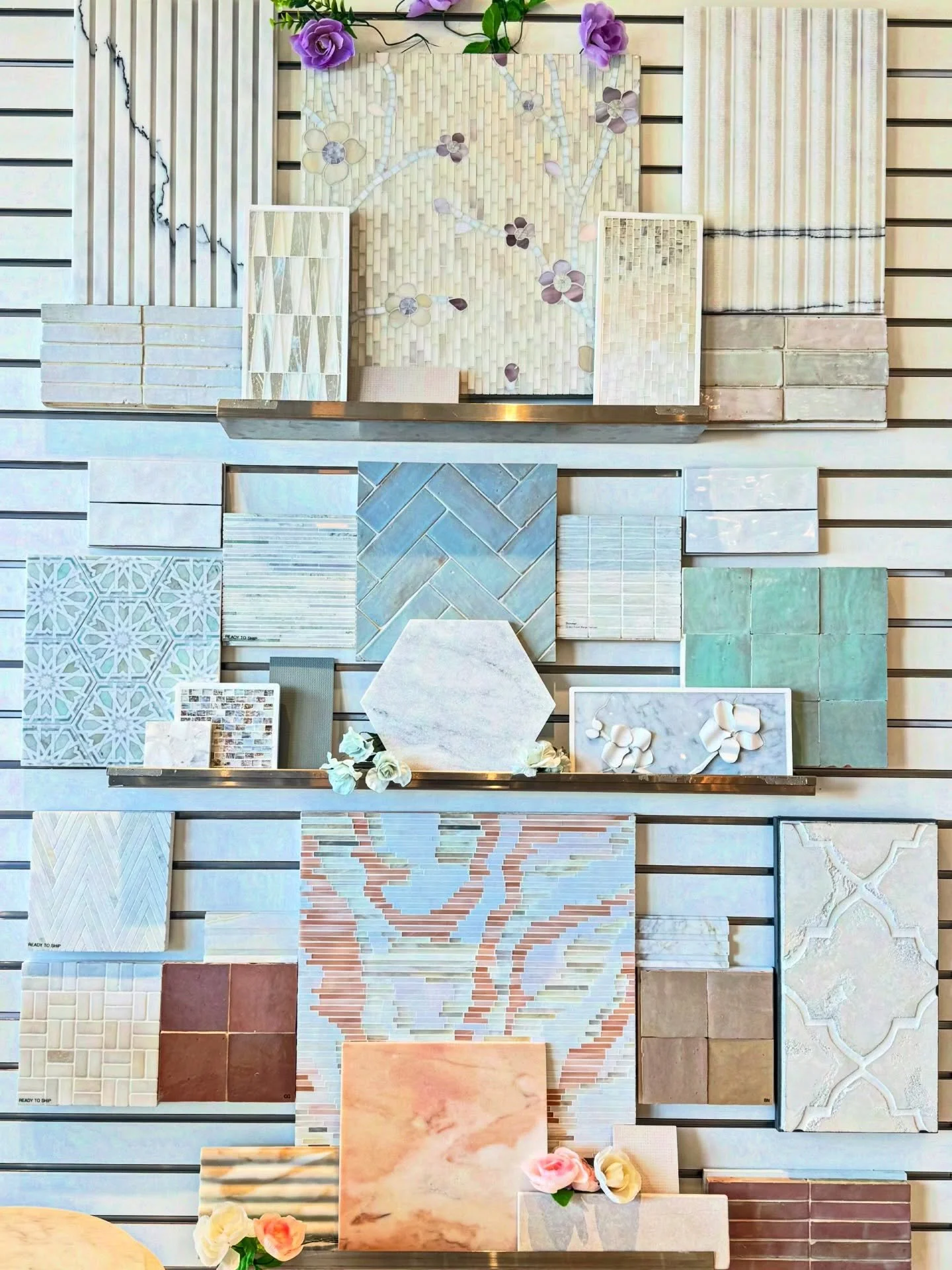 Springtime happiness, expressed in tile and stone. 
🌸
Created a couple years ago during my wonderful time at @davincimarble 

#spring #tile #marble #design #moodboard