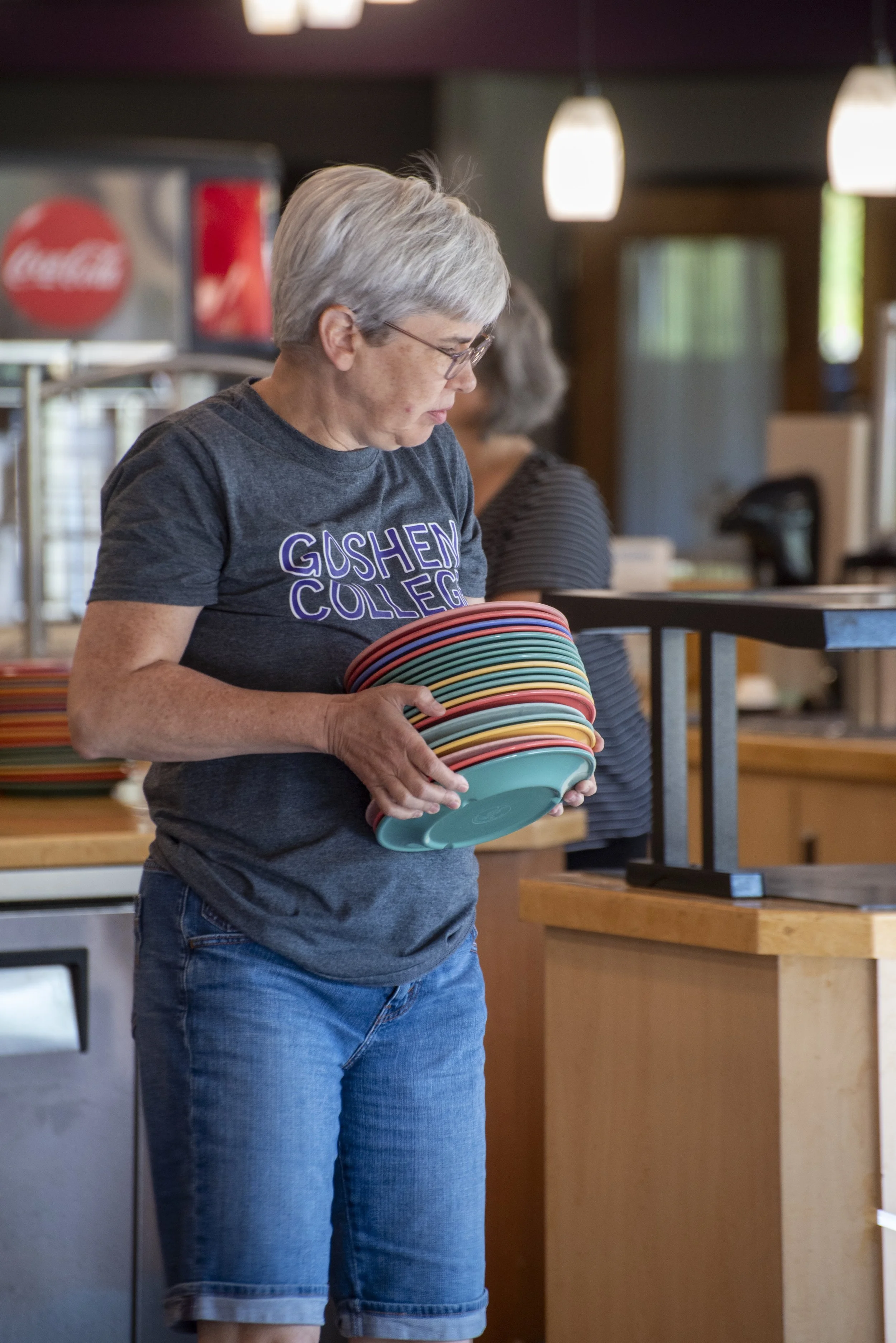President Rebecca Stoltzfus spent her Saturday morning helping Westlawn staff prepare for renovations.