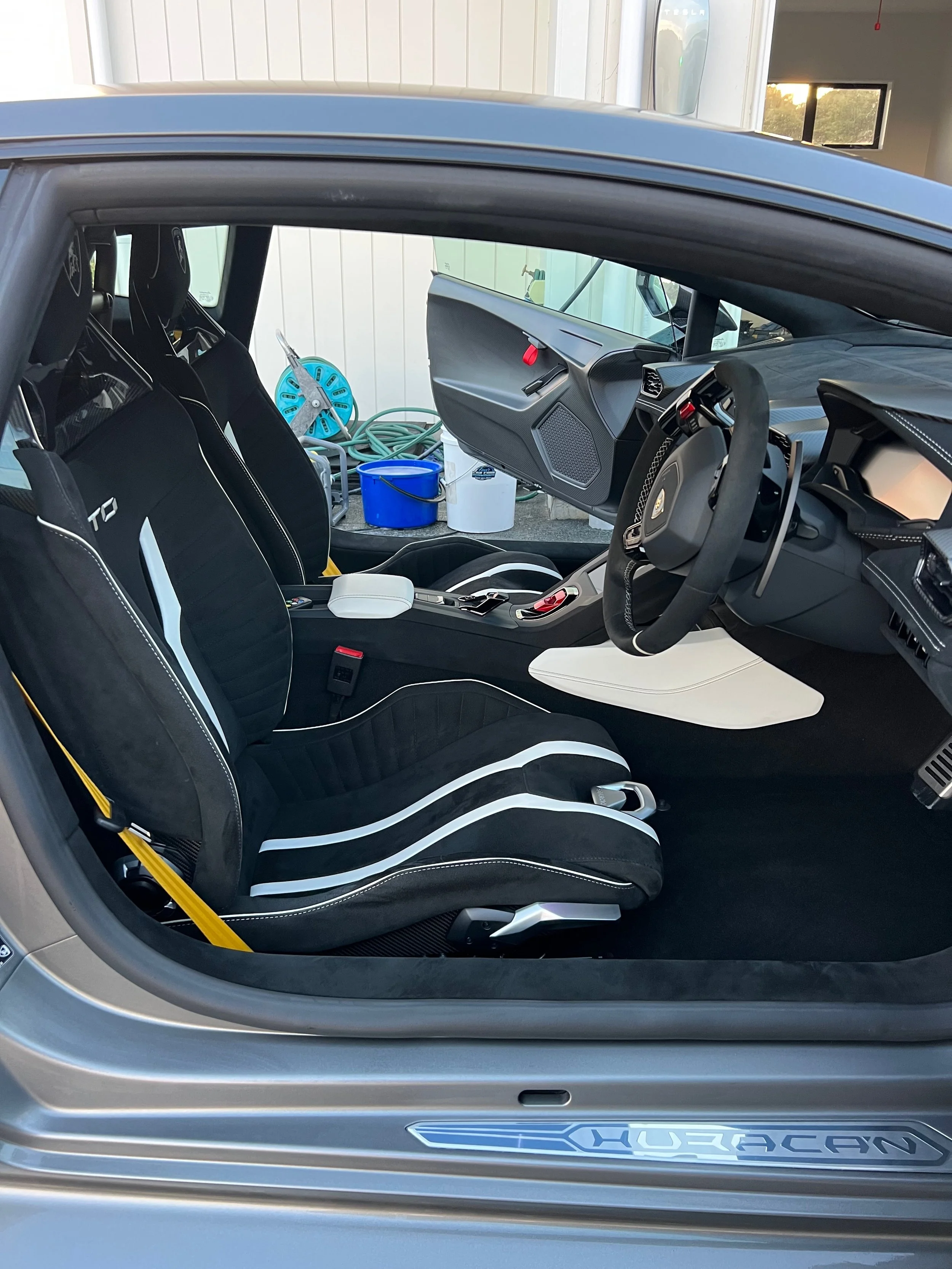 Sports seats and carpets after an upholstery shampoo