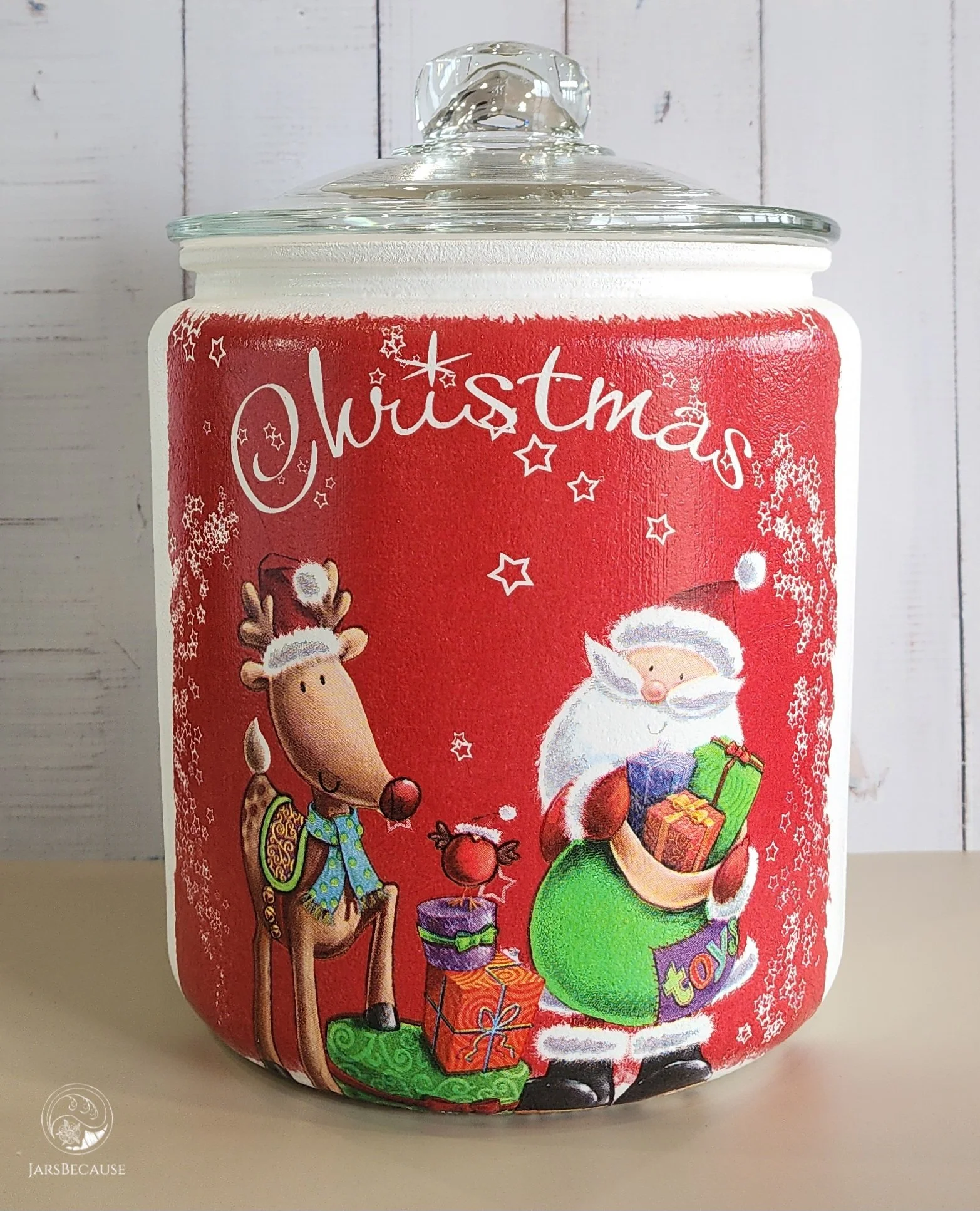 Large Decoupage Jar - Santa - JarsBecause.jpg
