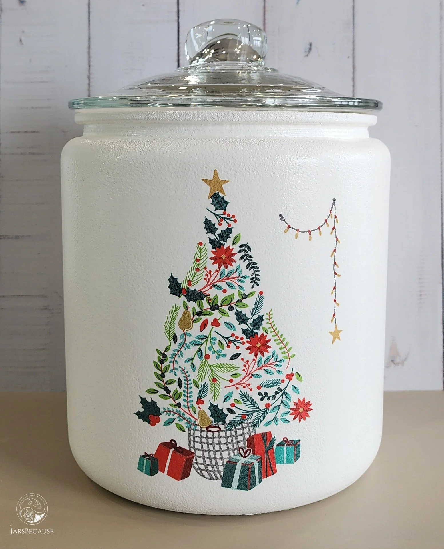 Large Decoupage Jar - Christmas Tree - JarsBecause.jpg