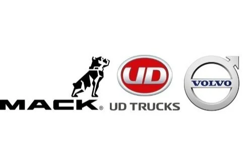 Logos for Mack, UD Trucks, and Volvo.