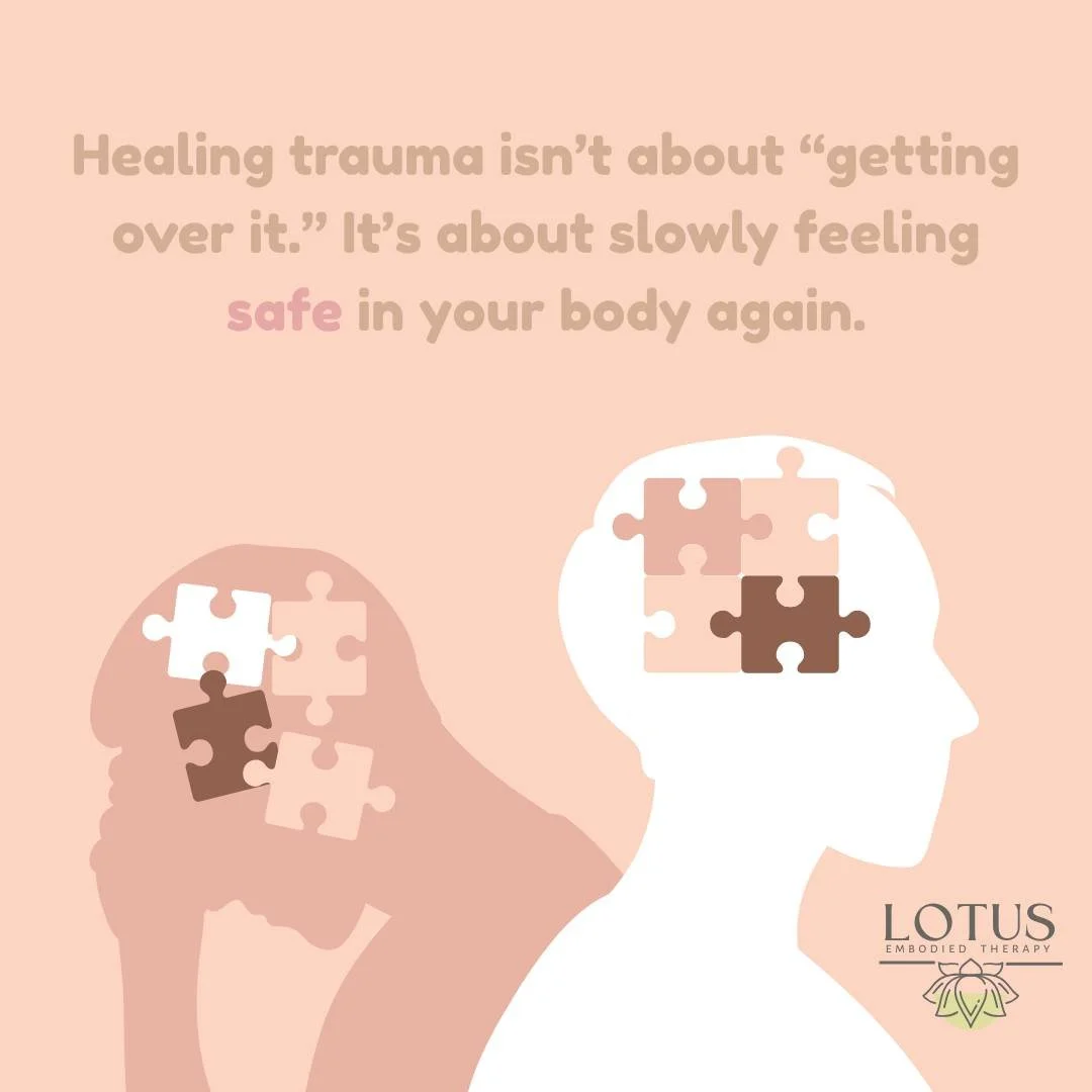 Healing trauma isn&rsquo;t about &ldquo;getting over it.&rdquo;
It&rsquo;s about slowly feeling safe in your body again.
It&rsquo;s noticing when your nervous system says &ldquo;too much&rdquo;, and learning how to listen without judgement.

You don&