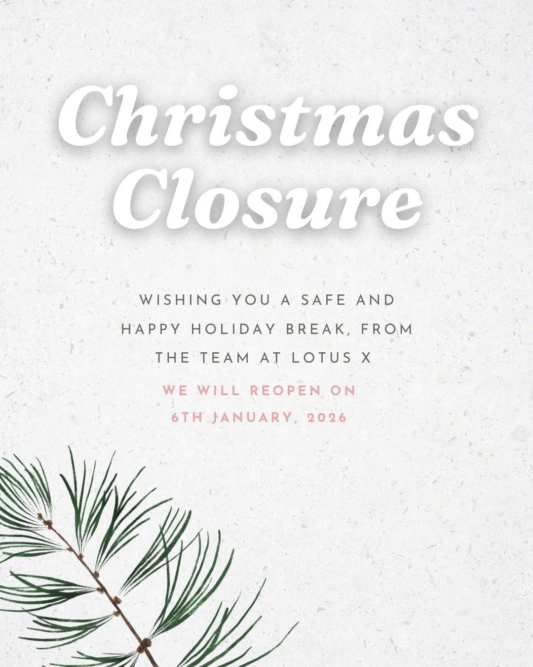 We are officially closed for 2025.

We will re-open on 6 January 2026. Over the next few weeks, we&rsquo;re looking forward to a bit of well-earned rest and reset, and even more so, welcoming in 2026 and continuing to support you in the new year.

Fu