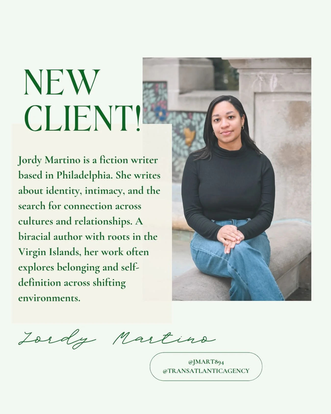 💫welcome @jmart894 to @transatlantic_agency! so excited to be working with you &amp; your stunning fiction! 👏🏼
.
.
.
📸: @ebriggsphoto