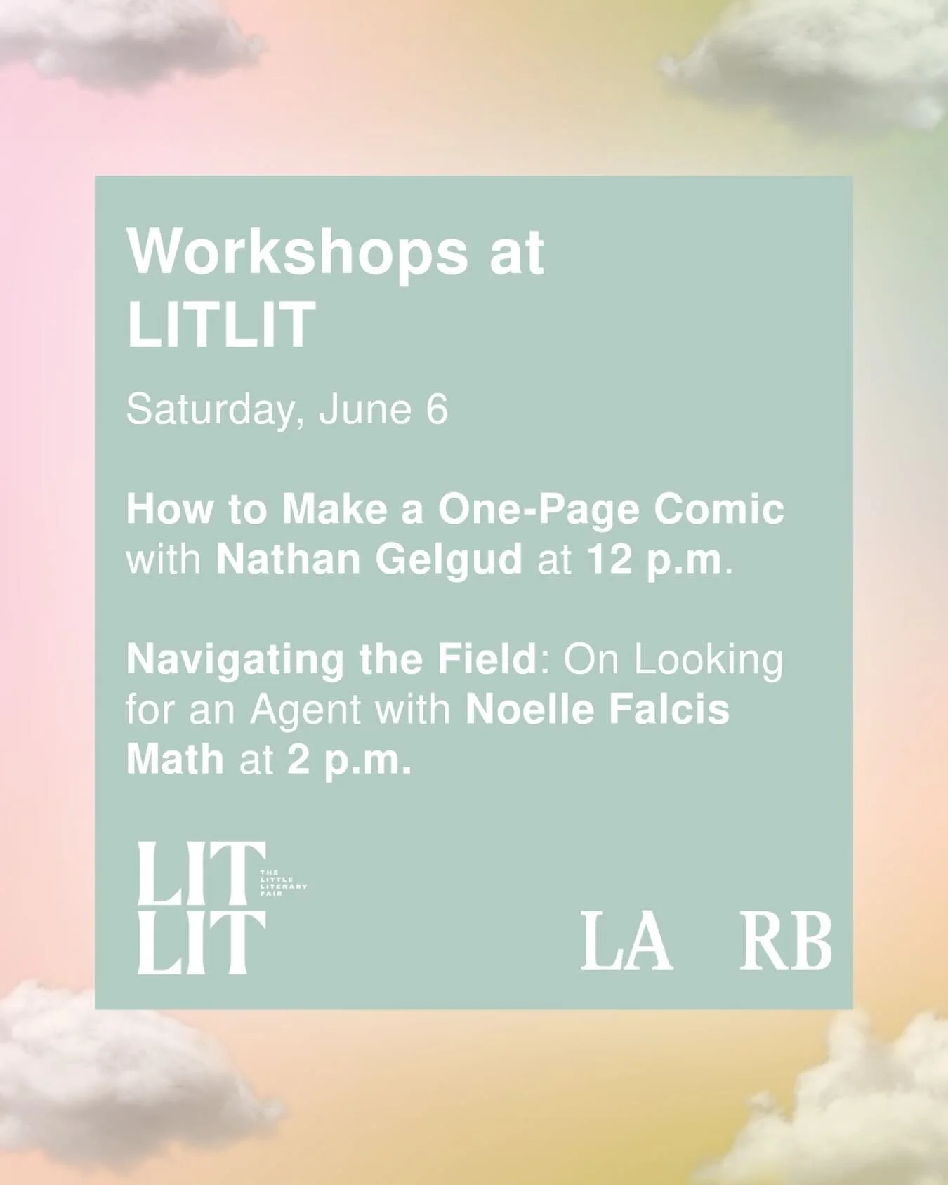 there&rsquo;s a full line up of panels and classes for this year&rsquo;s LIT LIT fest by @lareviewofbooks ! I&rsquo;ll be teaching some thangs and sharing a bit about @transatlantic_agency at 2pm 😉✨ 

come hang out with me at one of my favorite LA l