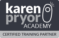 Official certification logo from Karen Pryor Academy, acknowledging that Shivani is a certified training professional.
