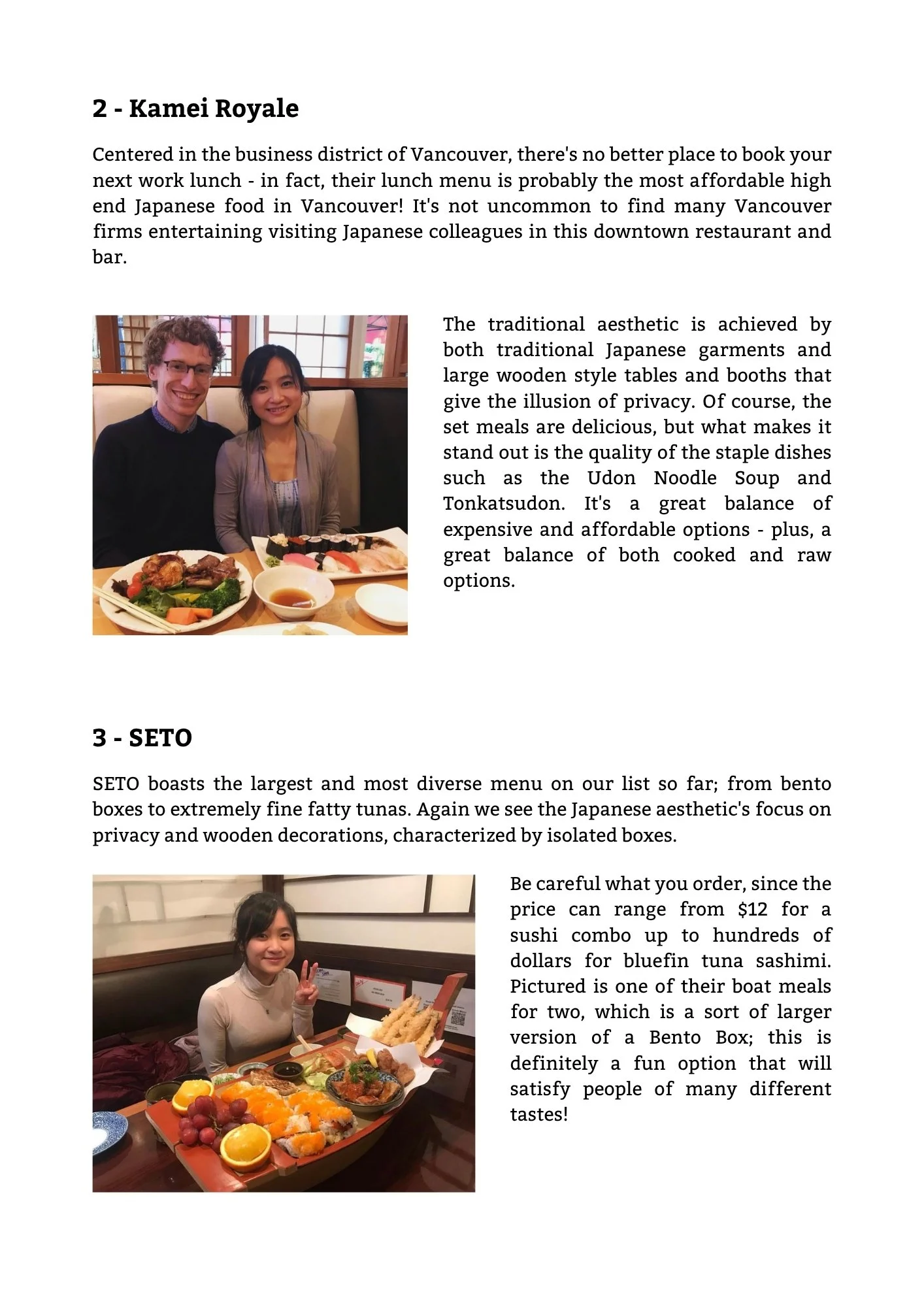 Two women sitting at a restaurant table with various Japanese dishes, including sushi, sashimi, and fruit.
