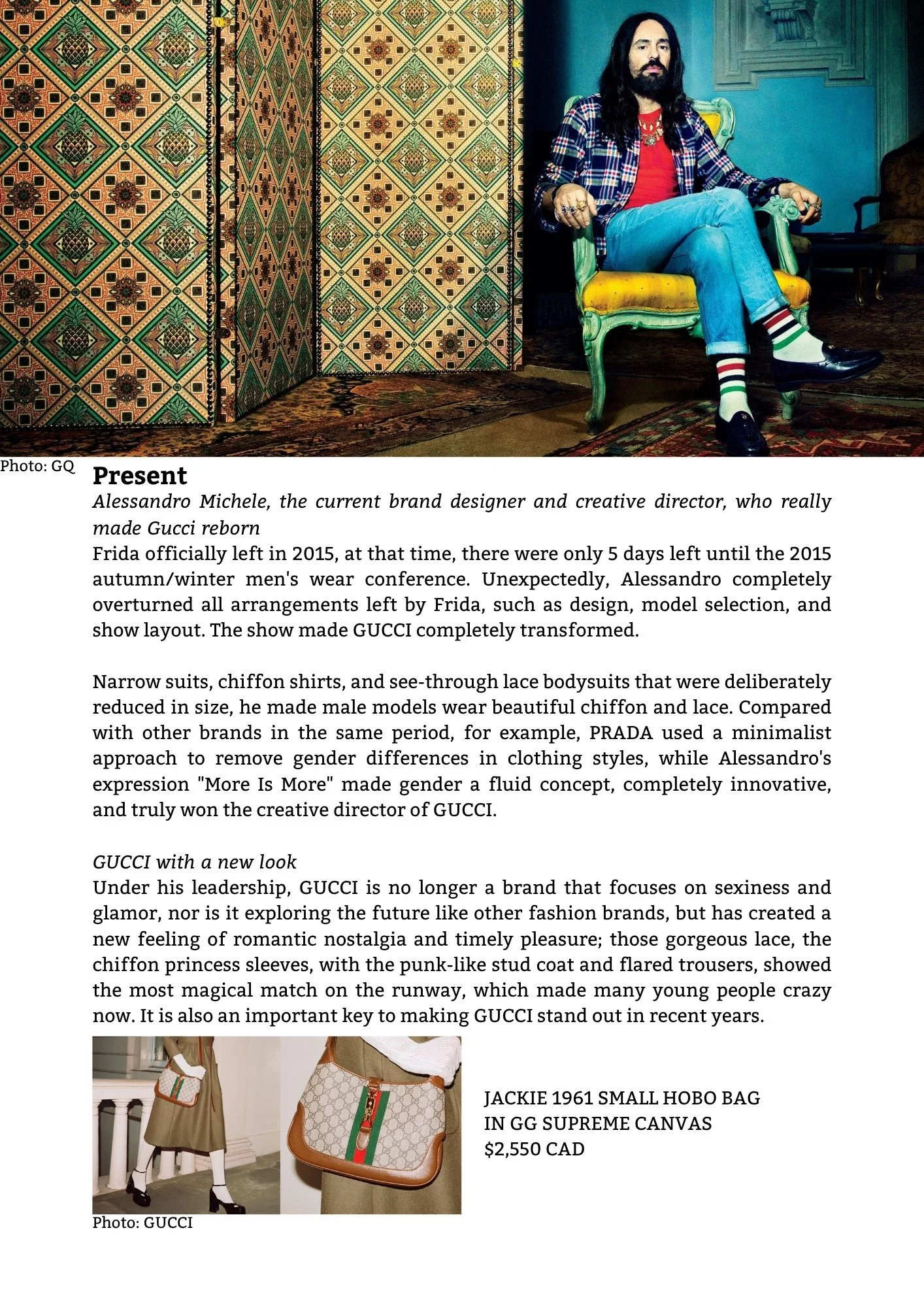 Colorful patterned room divider with geometric and floral designs next to a man sitting on a vintage green and yellow armchair. Part of a wooden table and a dark wall are visible in the background.